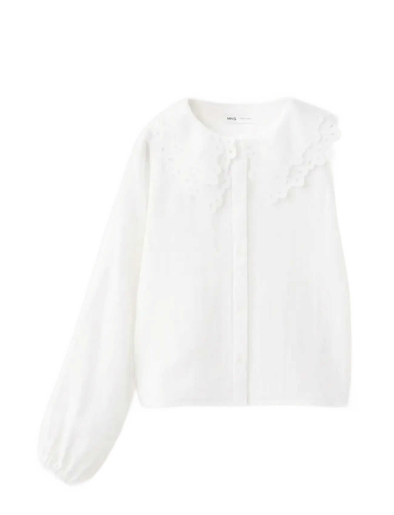 Mango Embroidered babydoll collar shirt - Mango - WHITE / white
