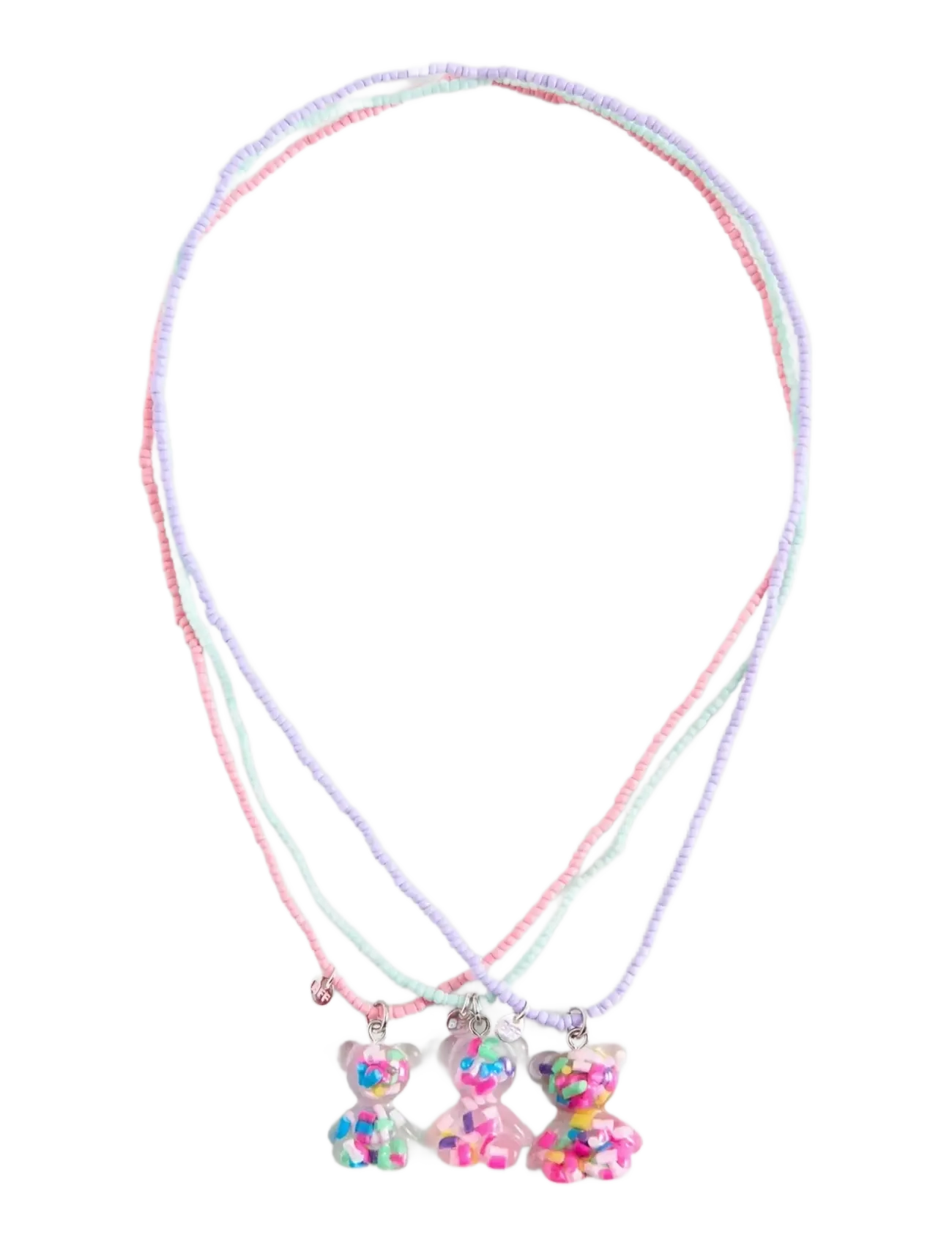 Mango Set Of 3 Bear Necklaces, Børn, Sæt med 3 Bjørne Halskæder, Pink, Str: ONE SIZE