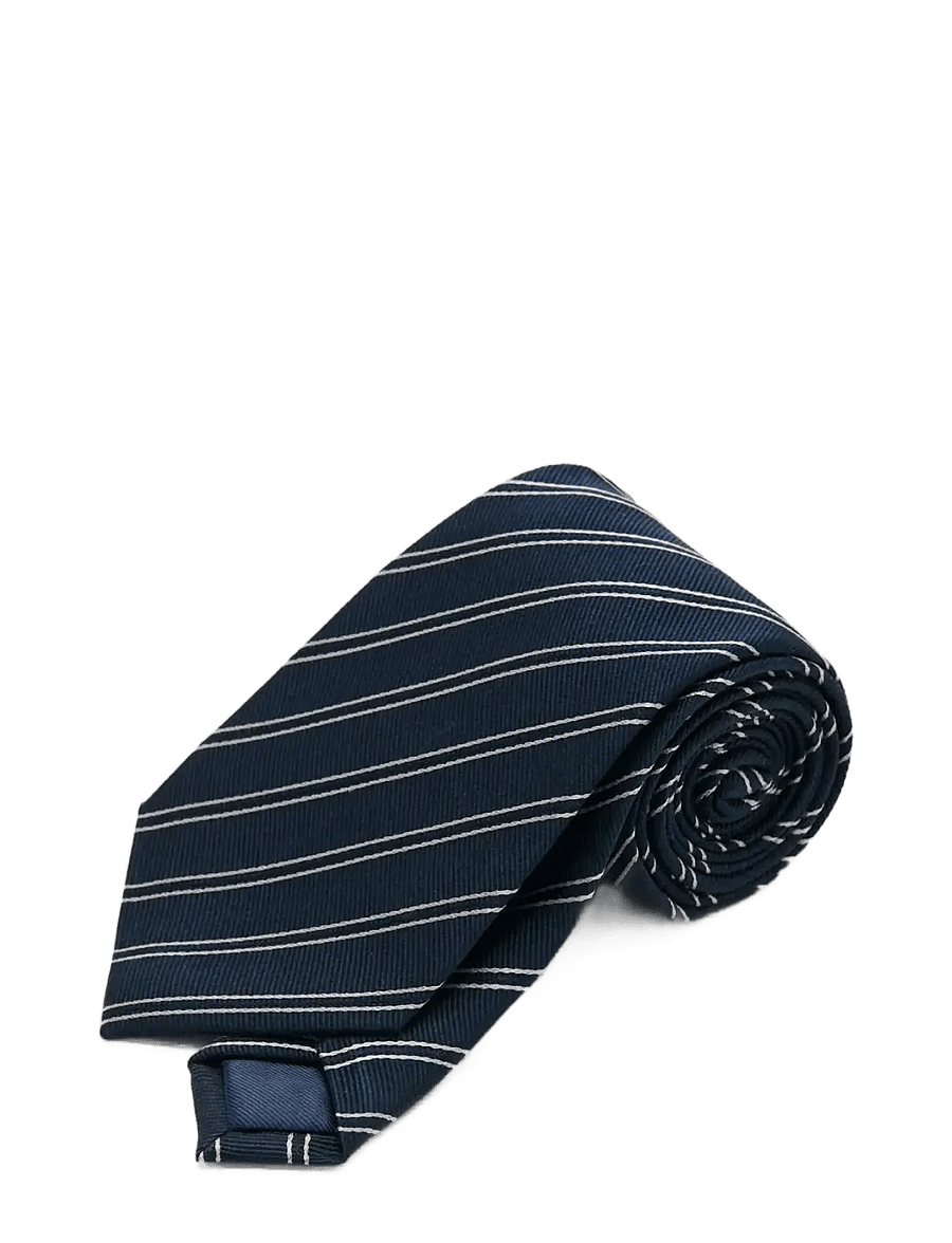 Mango - Striped tie with combined patterns - slipsar - navy - 1