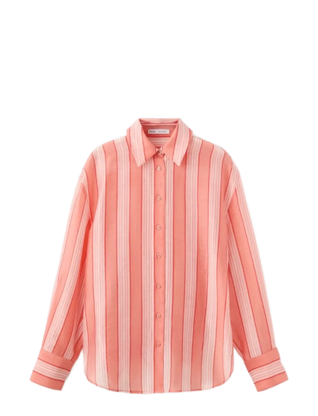 Mango Linen lyocell blend stripe shirt - Nyheder - ORANGE / orange