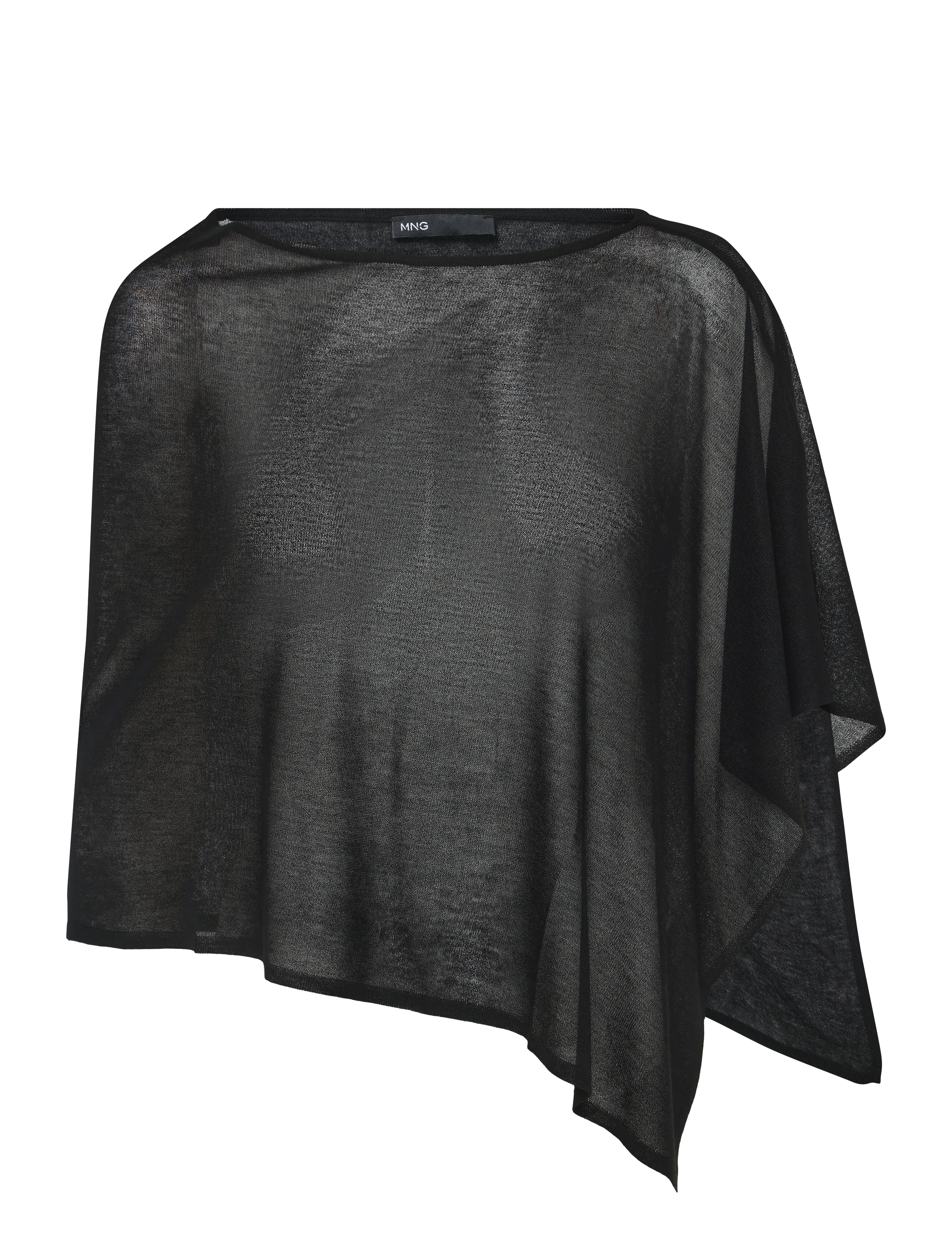Mango Asymmetrical Knitted Cape, M/L, Knitwear, Schwarz - Ponchos, Frauen