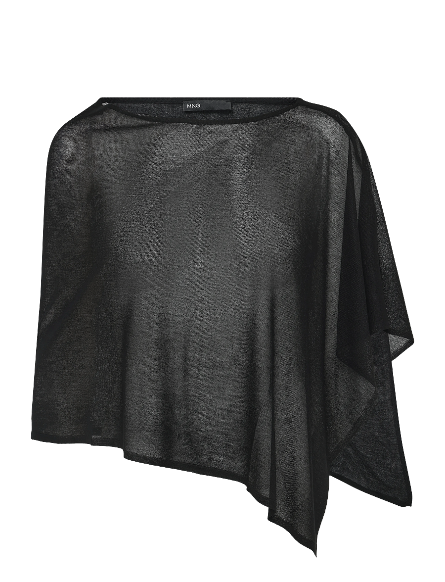 Mango - Asymmetrical knitted cape - ponchoer & kapper - black - 0
