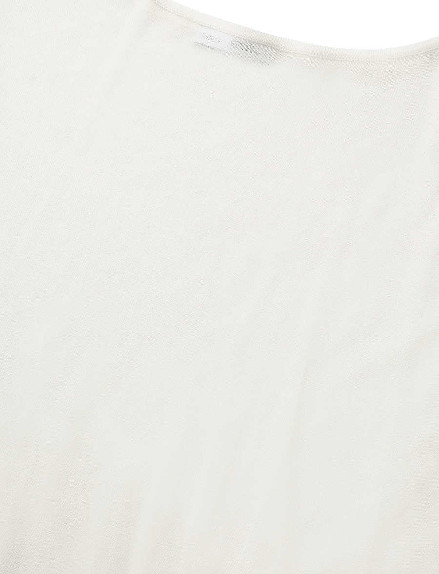 Mango - Asymmetrical knitted cape - ponchos & capes - natural white - 2