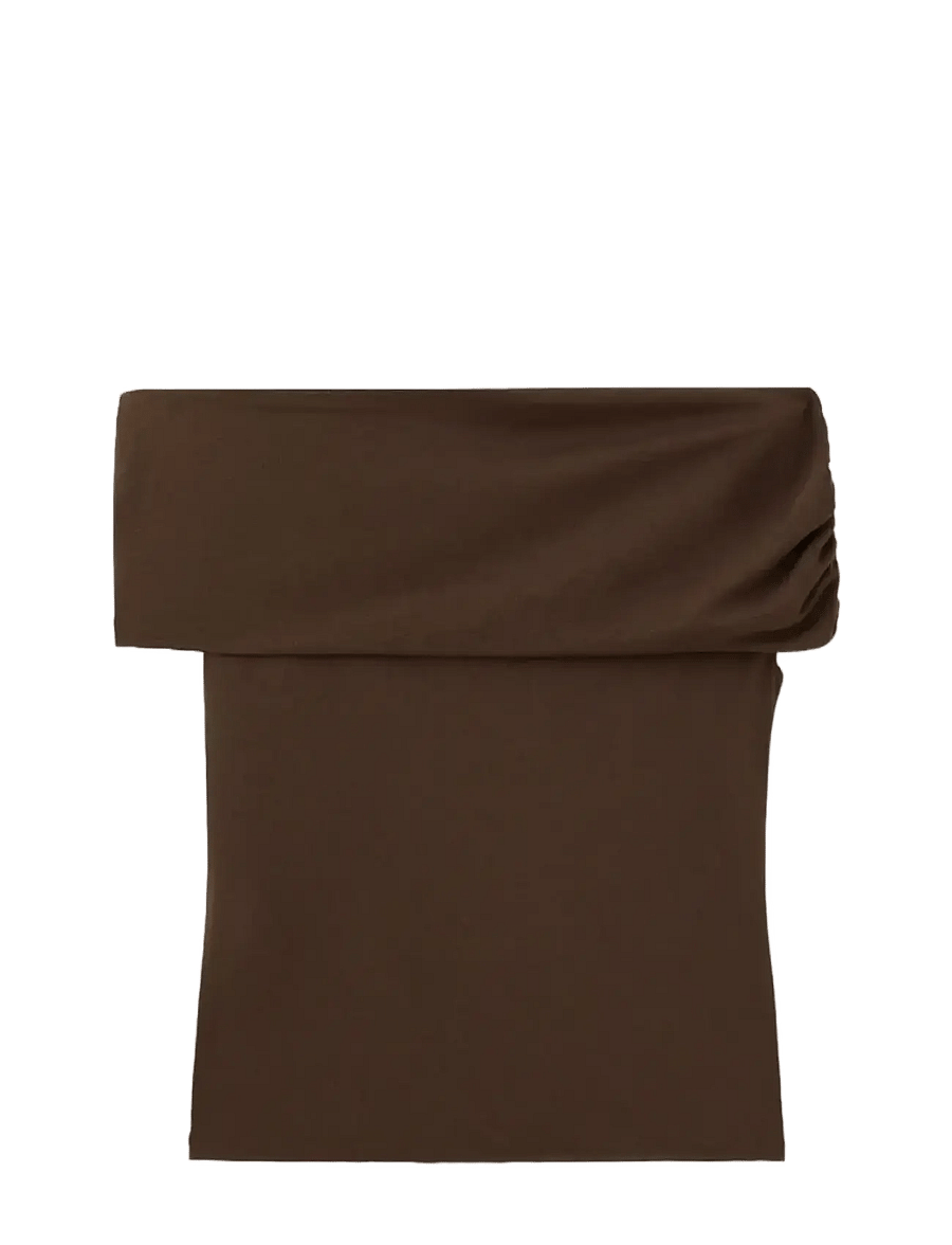 Mango - Off-shoulder top - linnen - brown - 1