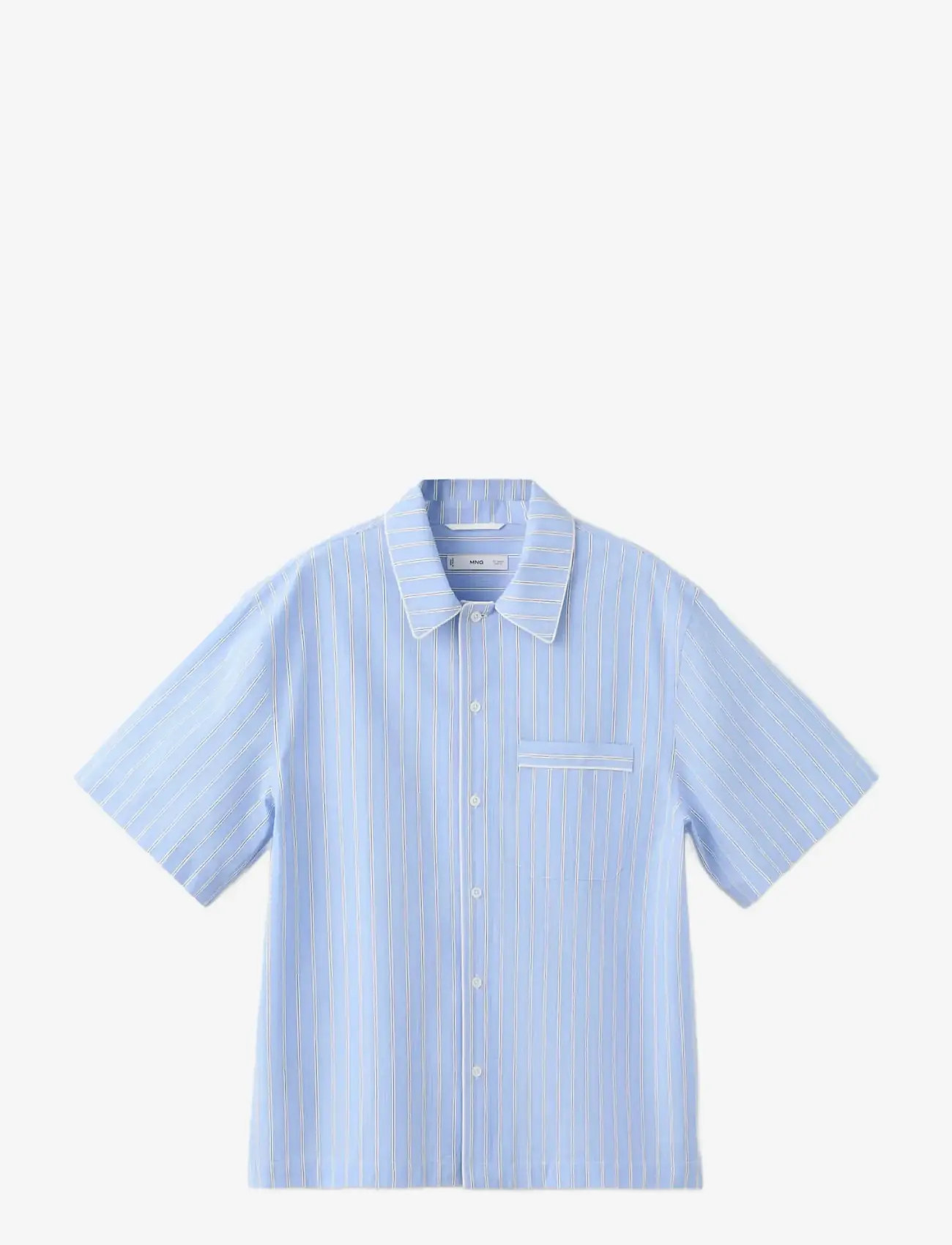 Mango - 100% cotton striped shirt - casual skjorter - lt-pastel blue - 1