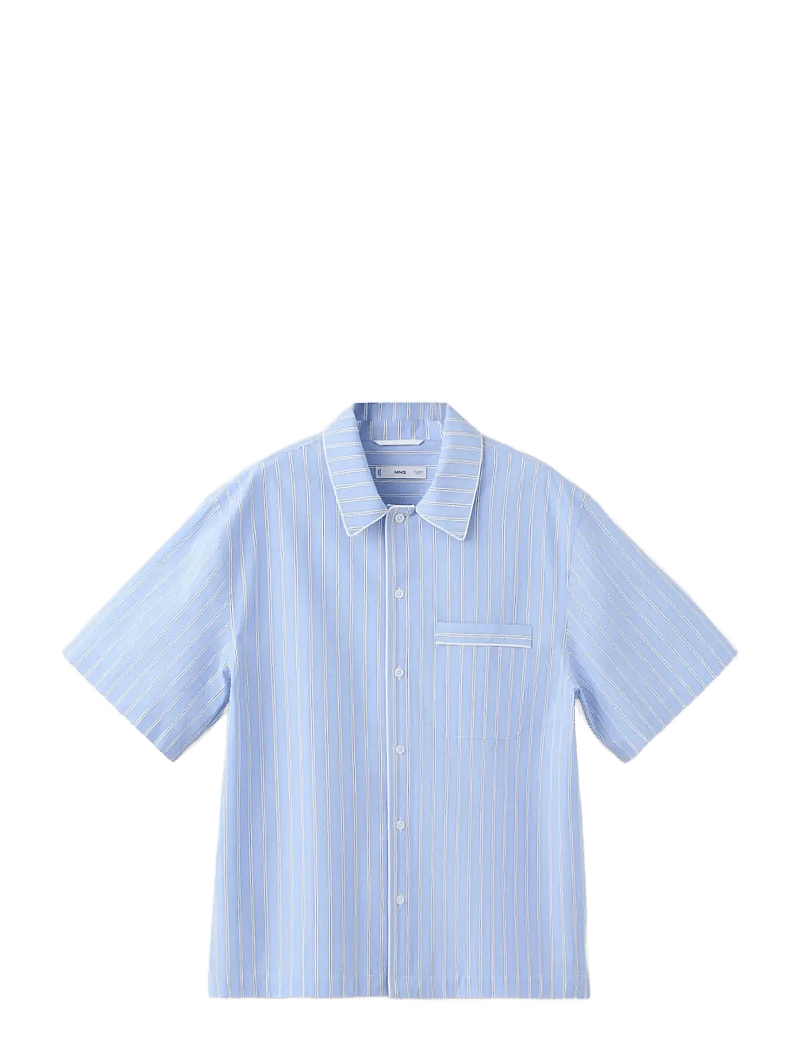 Mango - 100% cotton striped shirt - casual skjorter - lt-pastel blue - 1