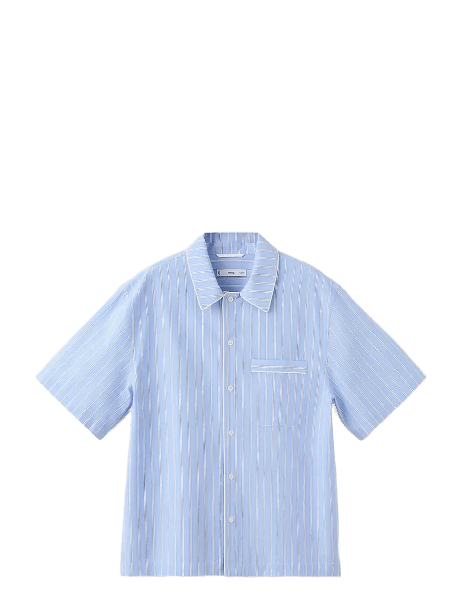 Mango - 100% cotton striped shirt - casual skjortor - lt-pastel blue - 1