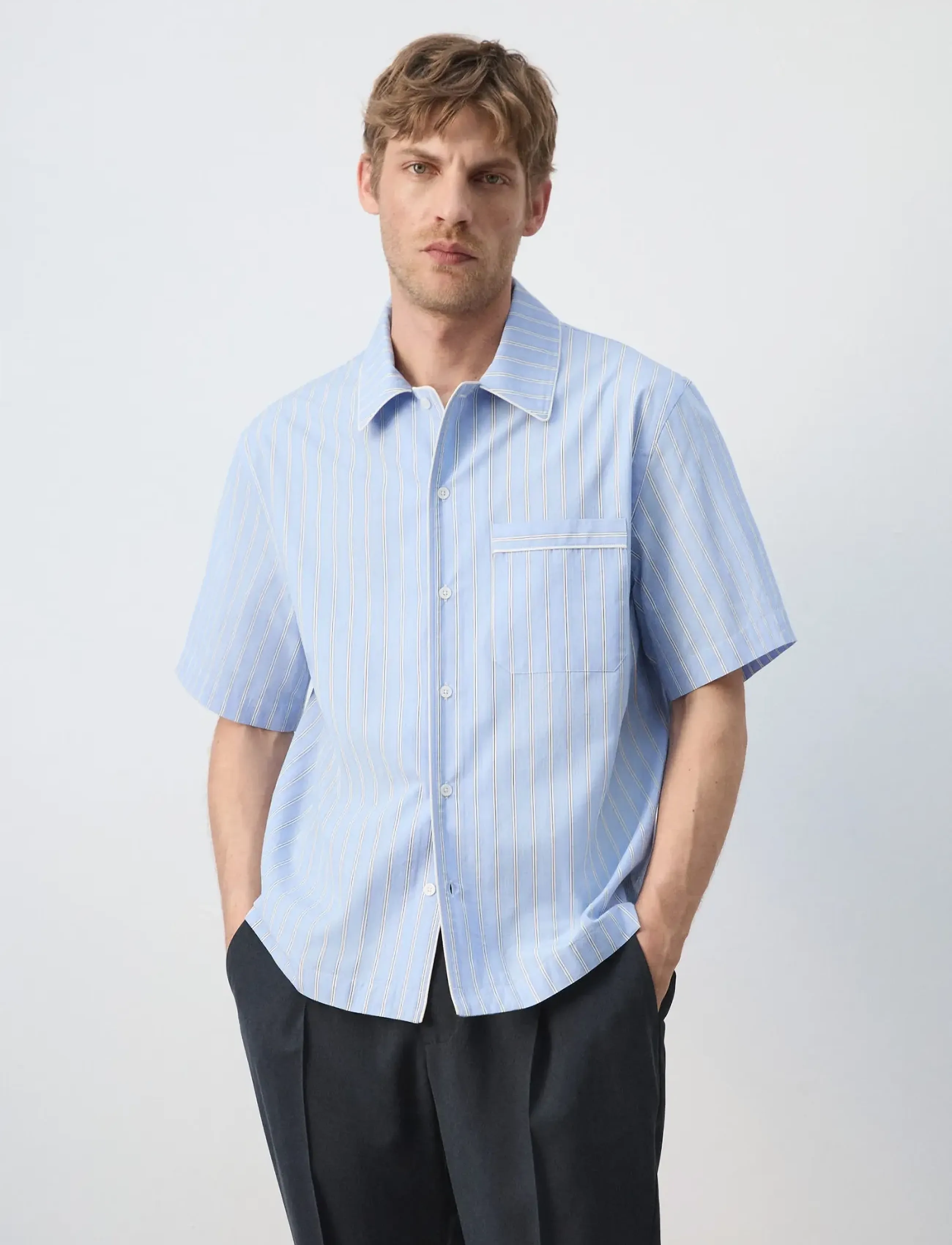 Mango 100% cotton striped shirt - Casual skjorter - LT-PASTEL BLUE / blue