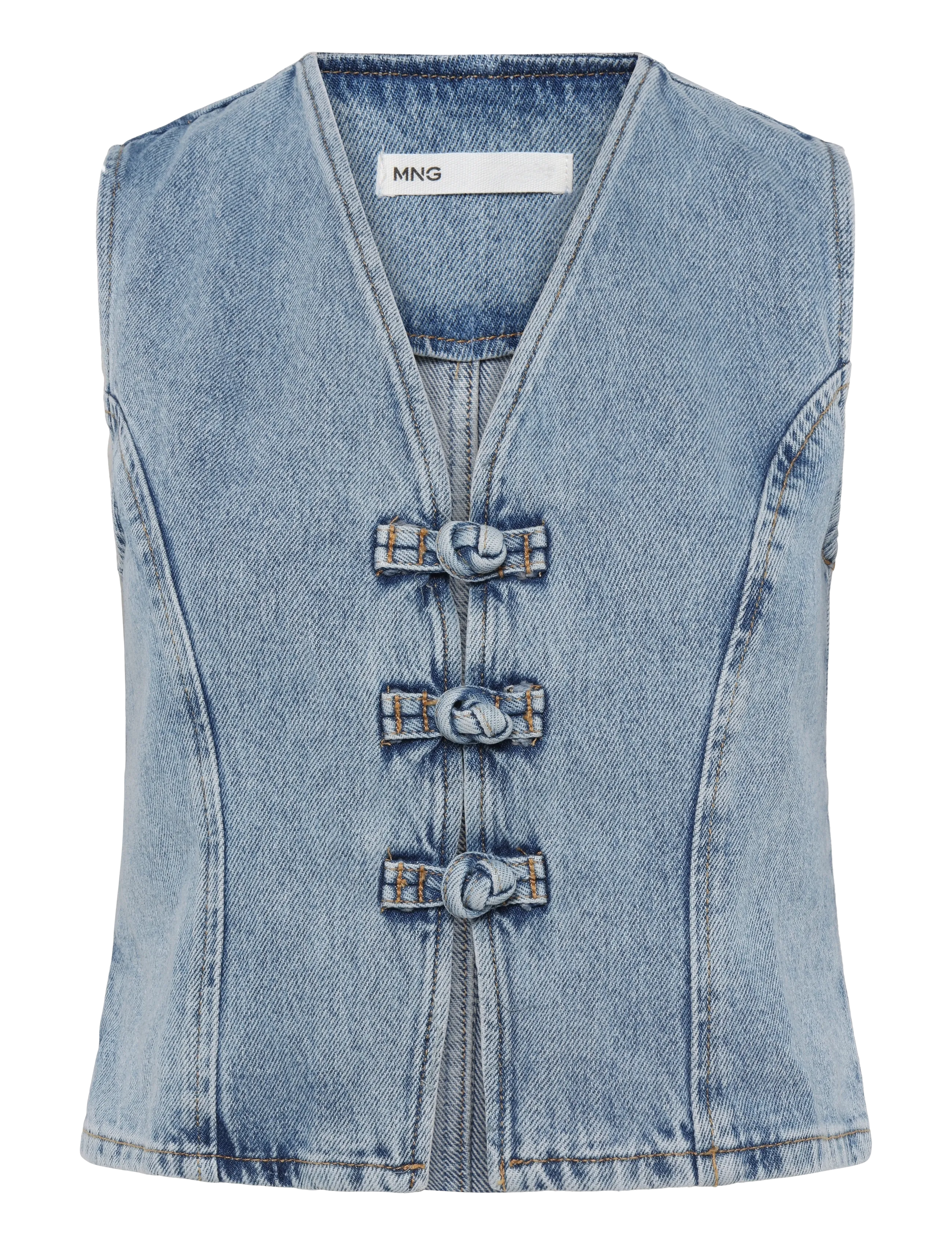 Mango Toggle denim top with frogs - Västar - OPEN BLUE / blue