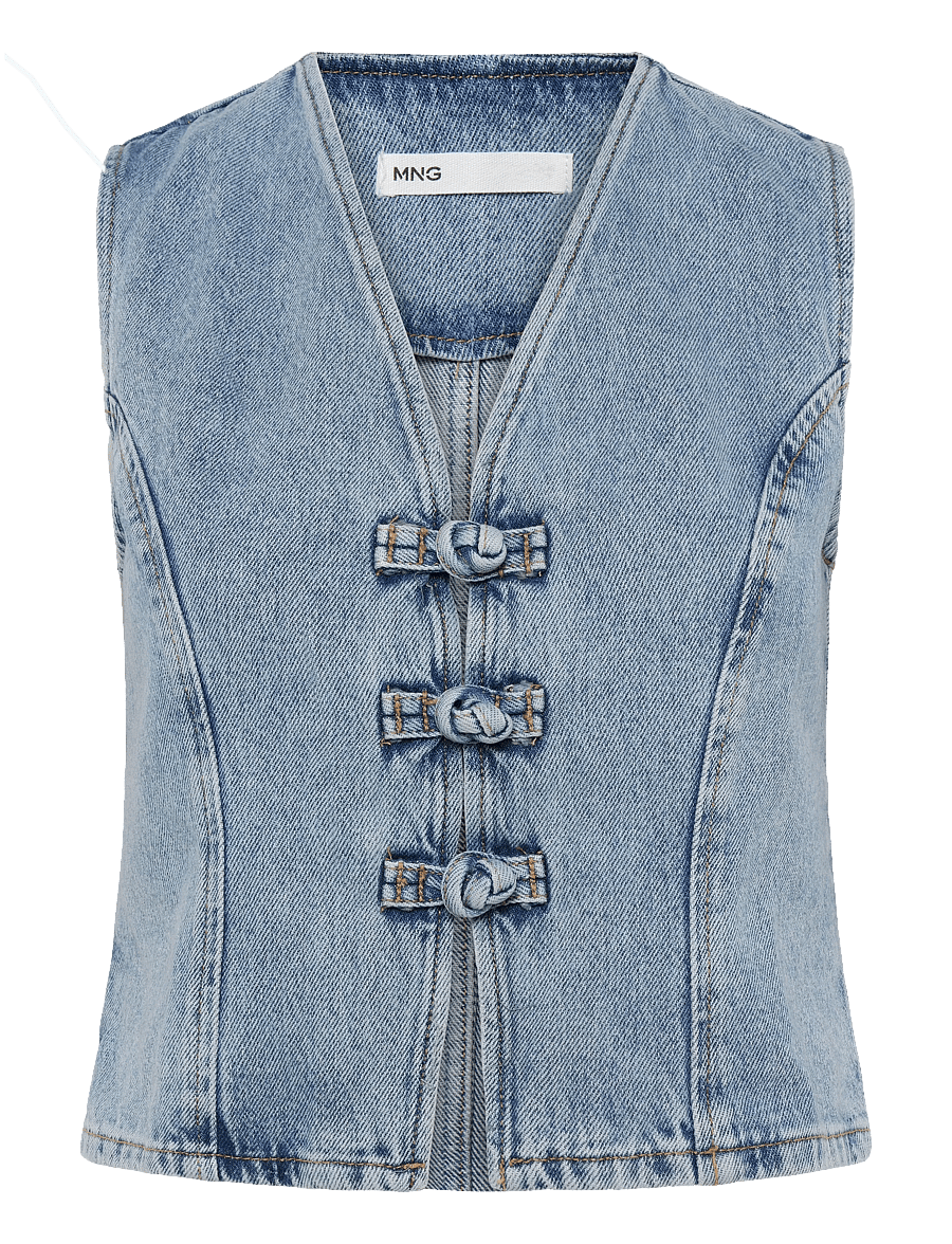 Mango - Toggle denim top with frogs - denimveste - open blue - 1