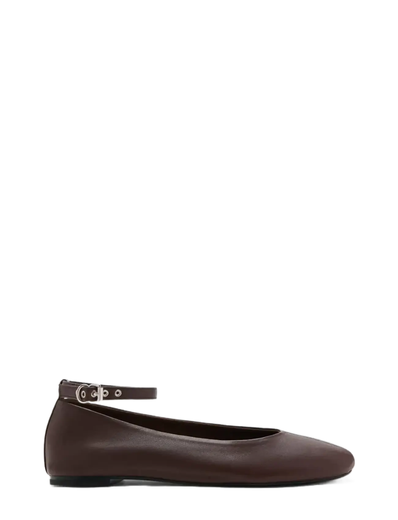 Mango Leather Ankle Strap Ballet Flats, 38, Schuhe, Braun - Mary Jane Shoe, Frauen
