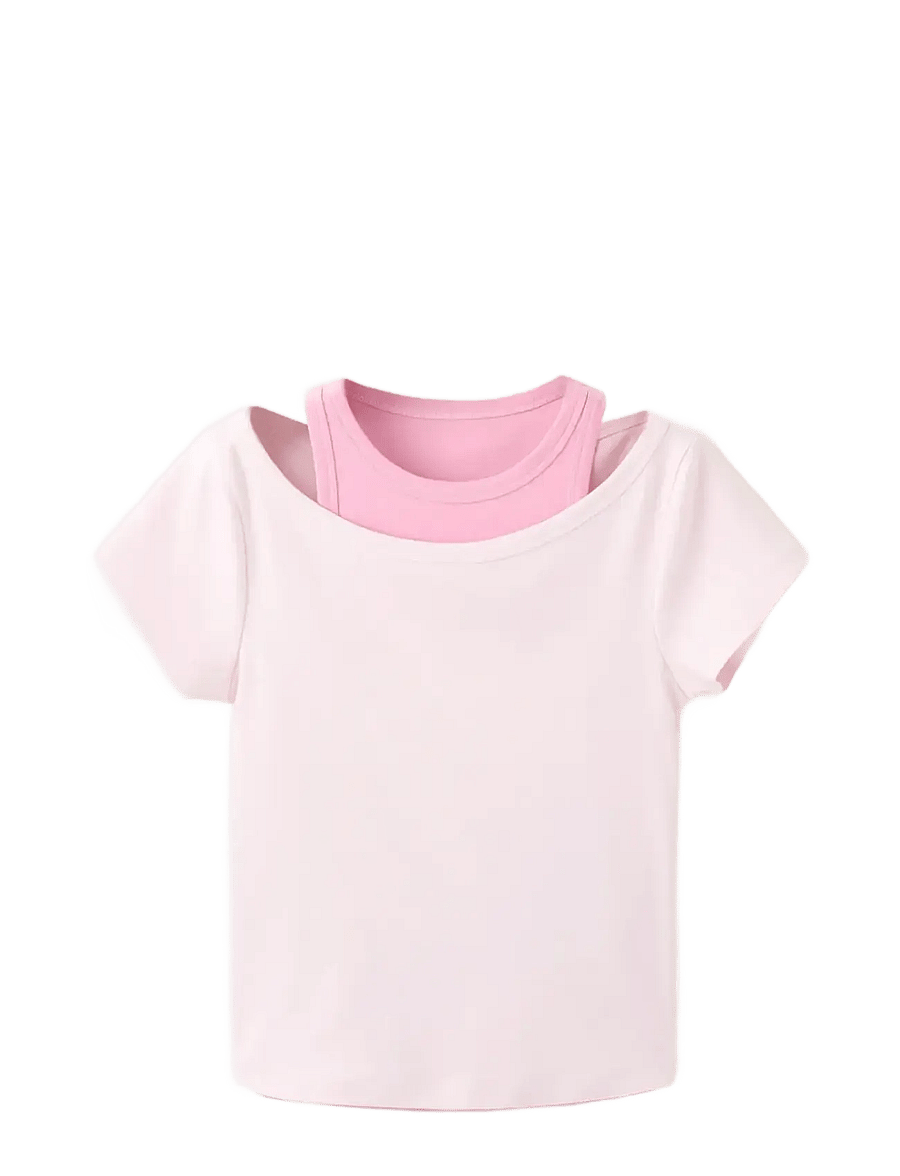 Mango - Two-tone contrast T-shirt - t-shirts - pink - 1