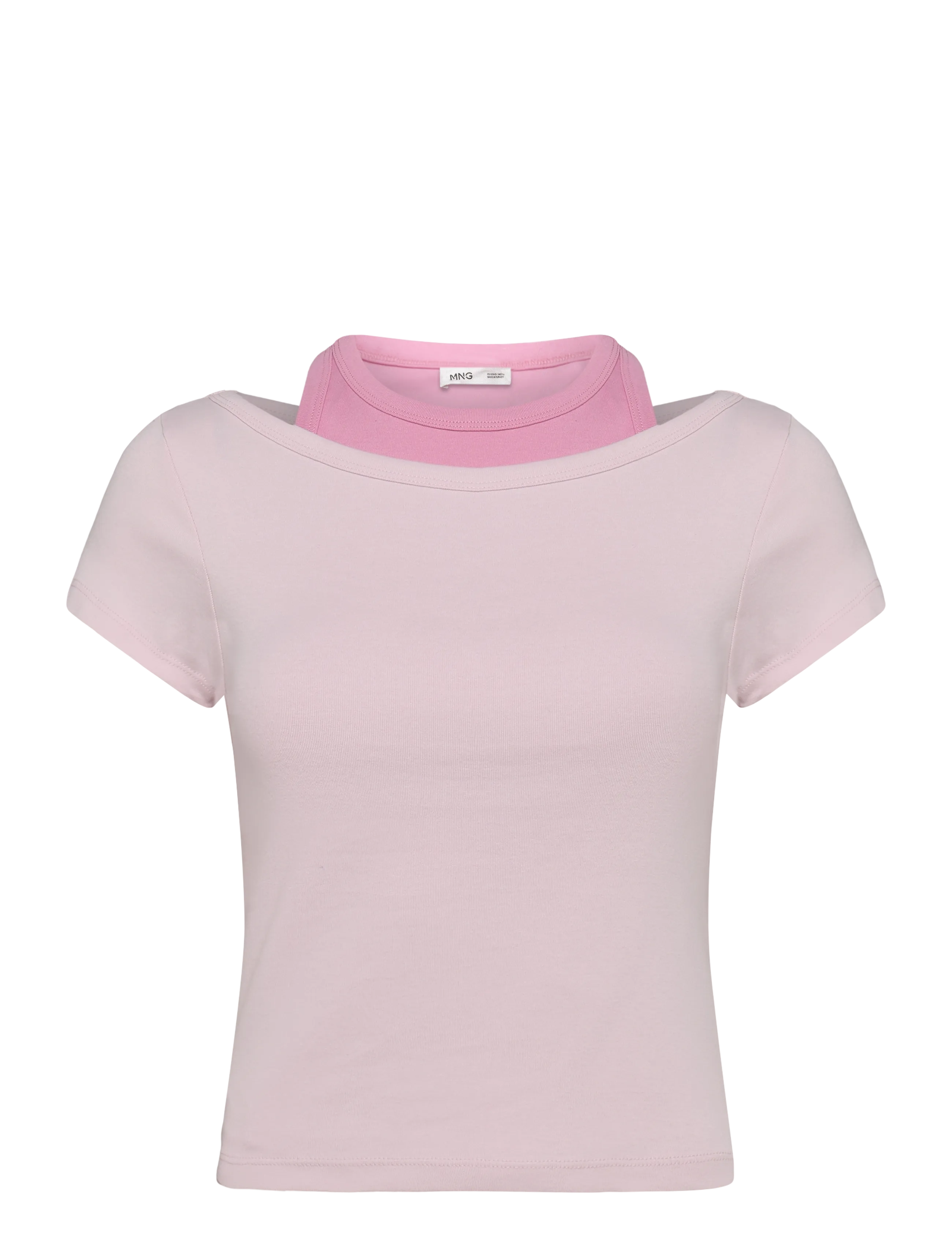 Mango Two-tone contrast T-shirt - T-shirts - PINK / pink/rose