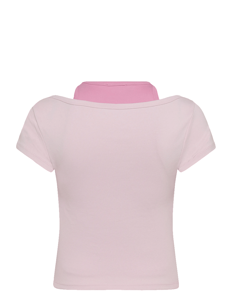Mango - Two-tone contrast T-shirt - t-shirts - pink - 2