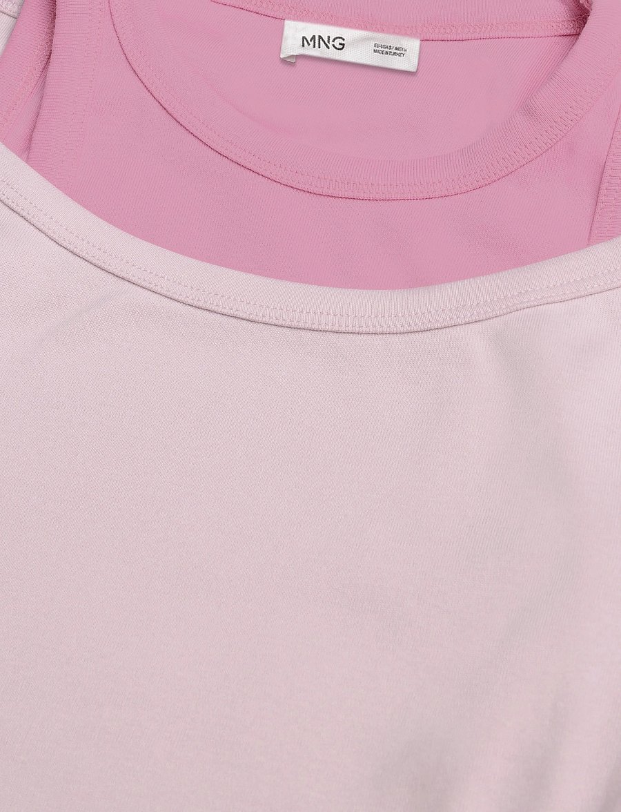 Mango - Two-tone contrast T-shirt - t-shirts - pink - 4