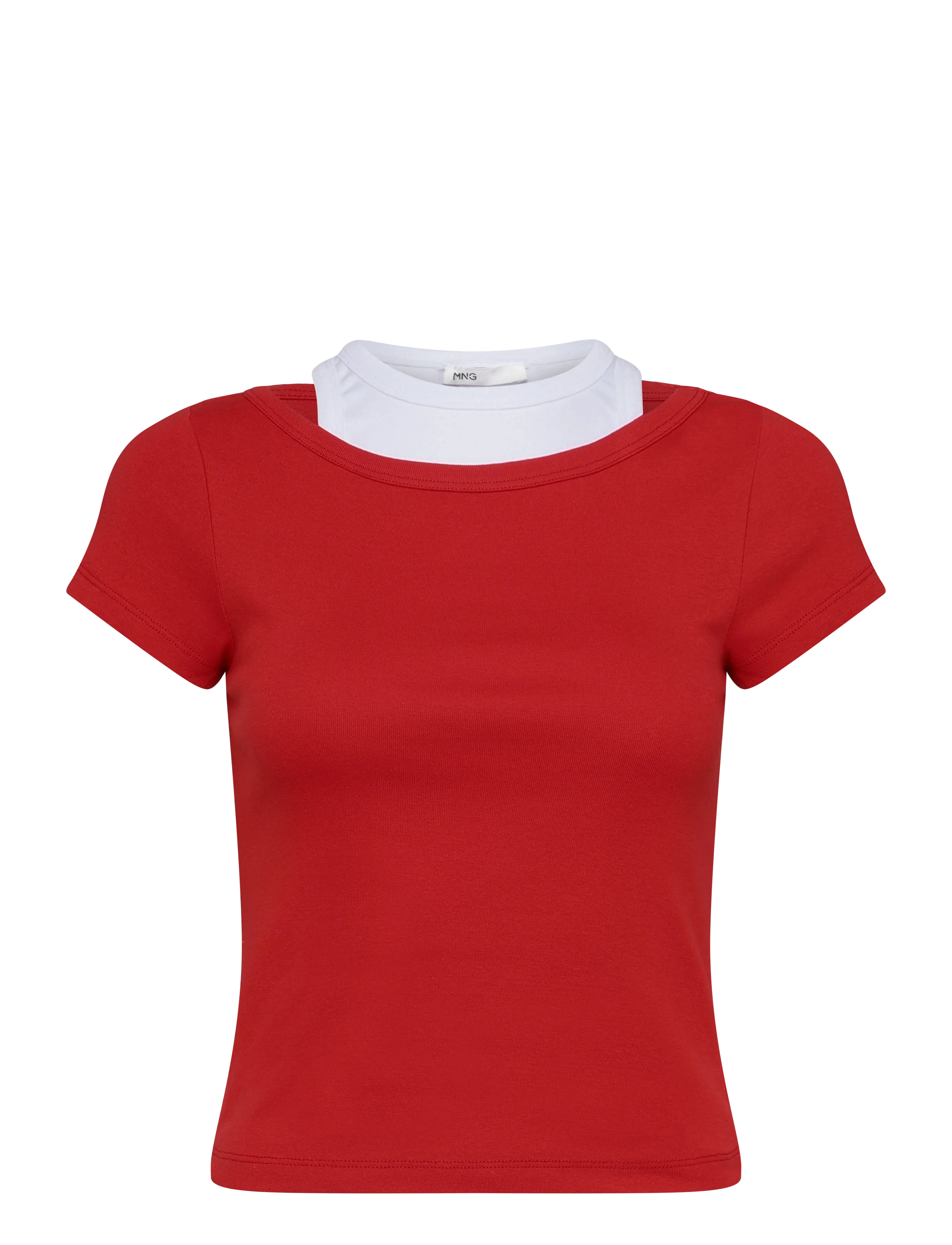 Mango Two-tone contrast T-shirt - T-shirts - RED / red