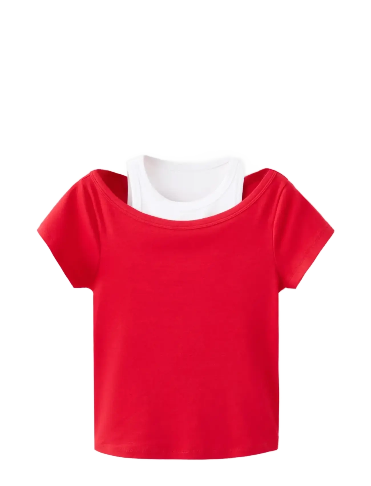 Mango - Two-tone contrast T-shirt - red - 1