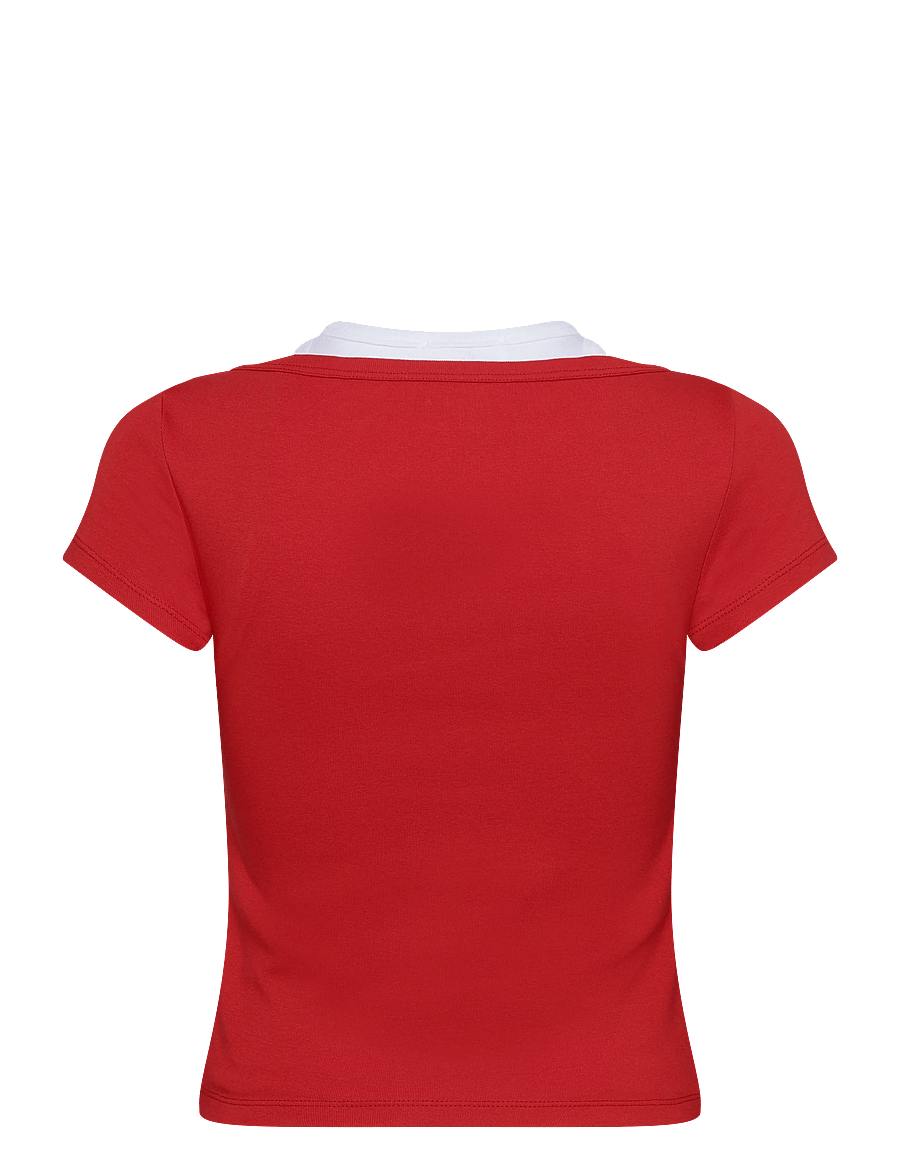 Mango - Two-tone contrast T-shirt - t-shirts - red - 2