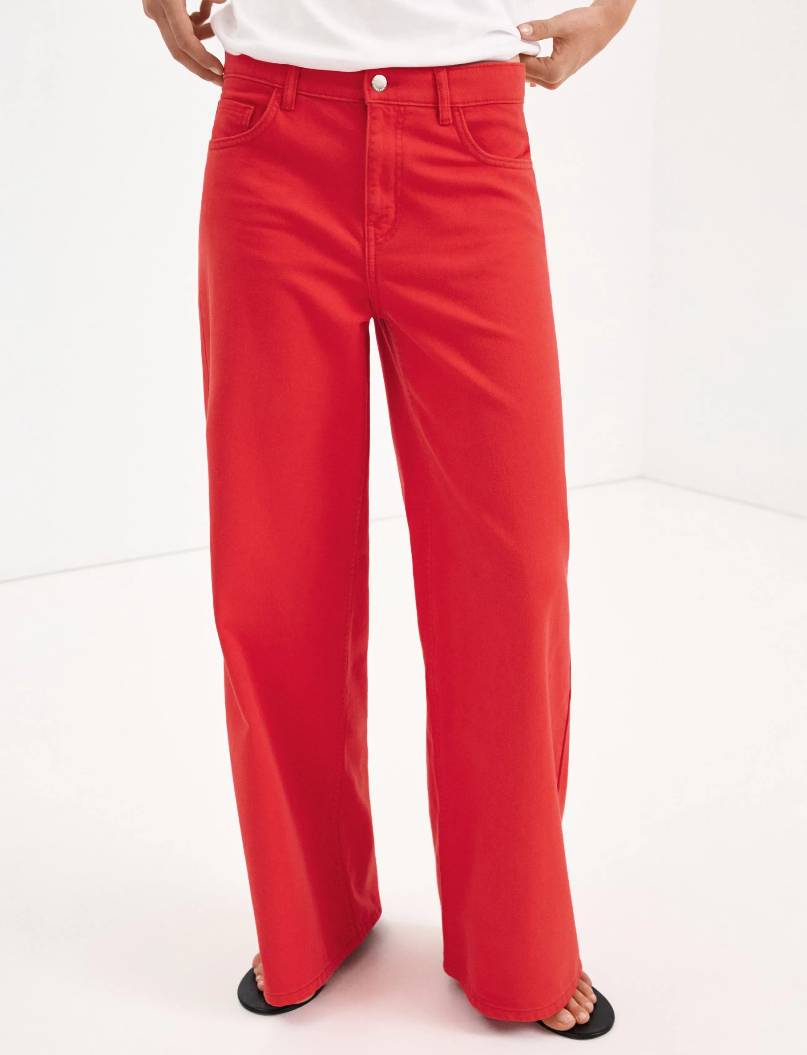 Mango Low-Rise Wideleg Jeans, Kvinder, Lavtaljede Wide-Leg Jeans, Rød, Str: 40