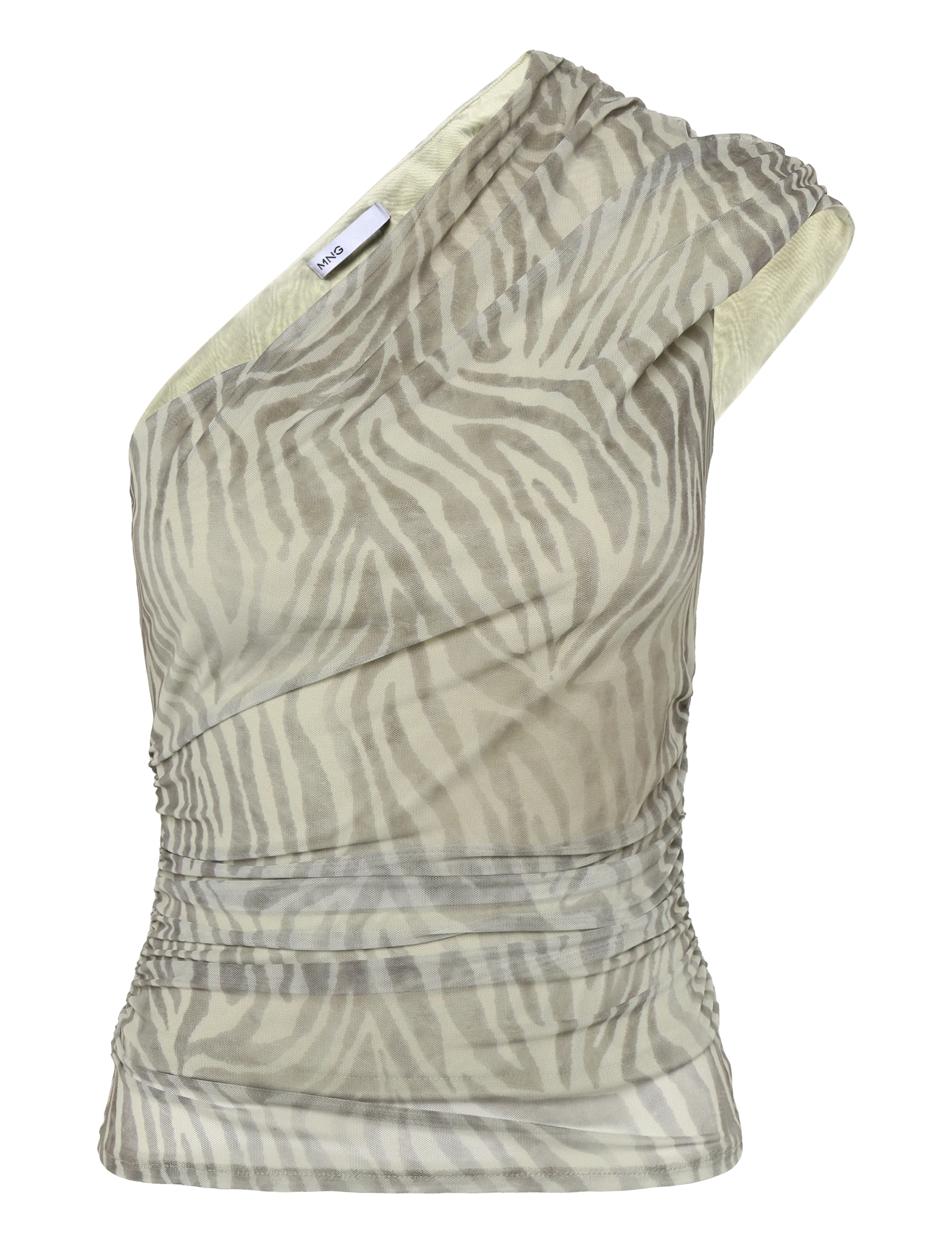 Mango Asymmetrical animal-print top - Festtøj - LT PASTEL GREY / grey