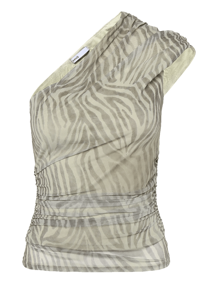 Mango - Asymmetrical animal-print top - Ärmellose tops - lt pastel grey - 1