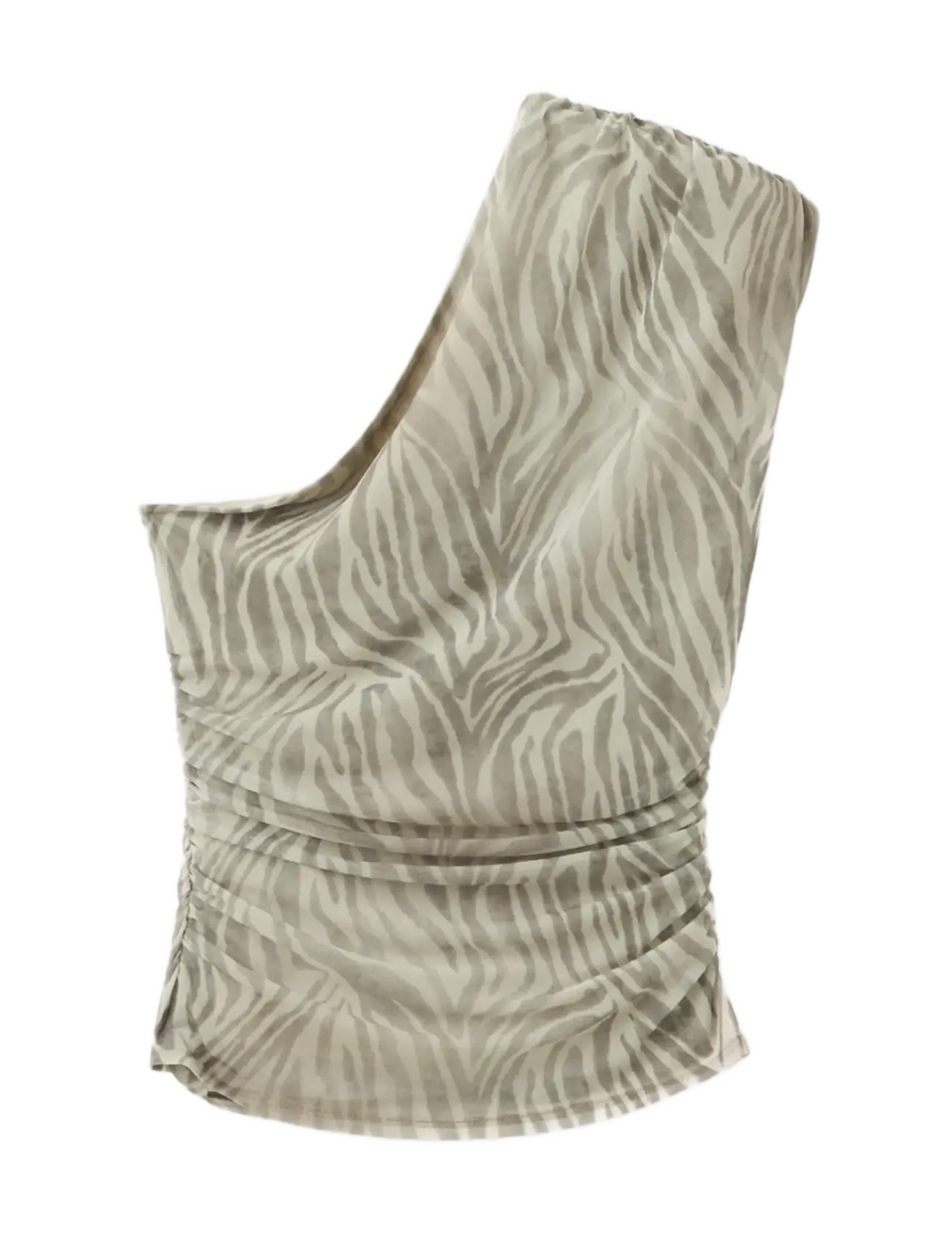 Mango Asymmetrical animal-print top - Linnen - LT PASTEL GREY / grey
