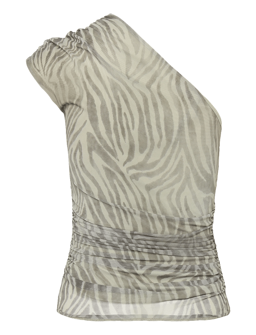 Mango - Asymmetrical animal-print top - Ärmellose tops - lt pastel grey - 2