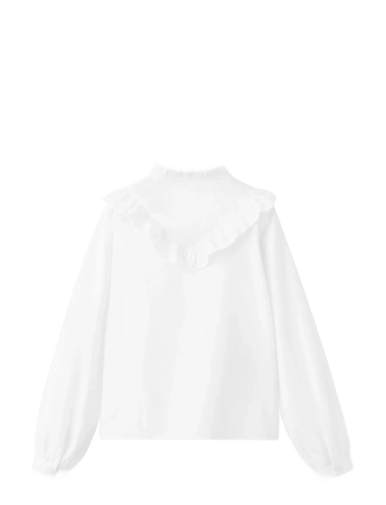 Mango - Ruffled cotton shirt - langærmede skjorter - white - 1