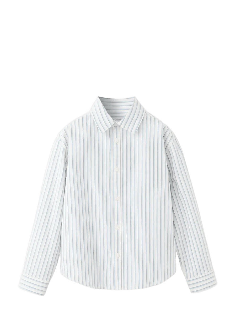 Mango - 100% cotton shirt with combined stripes - langærmede skjorter - medium blue - 0