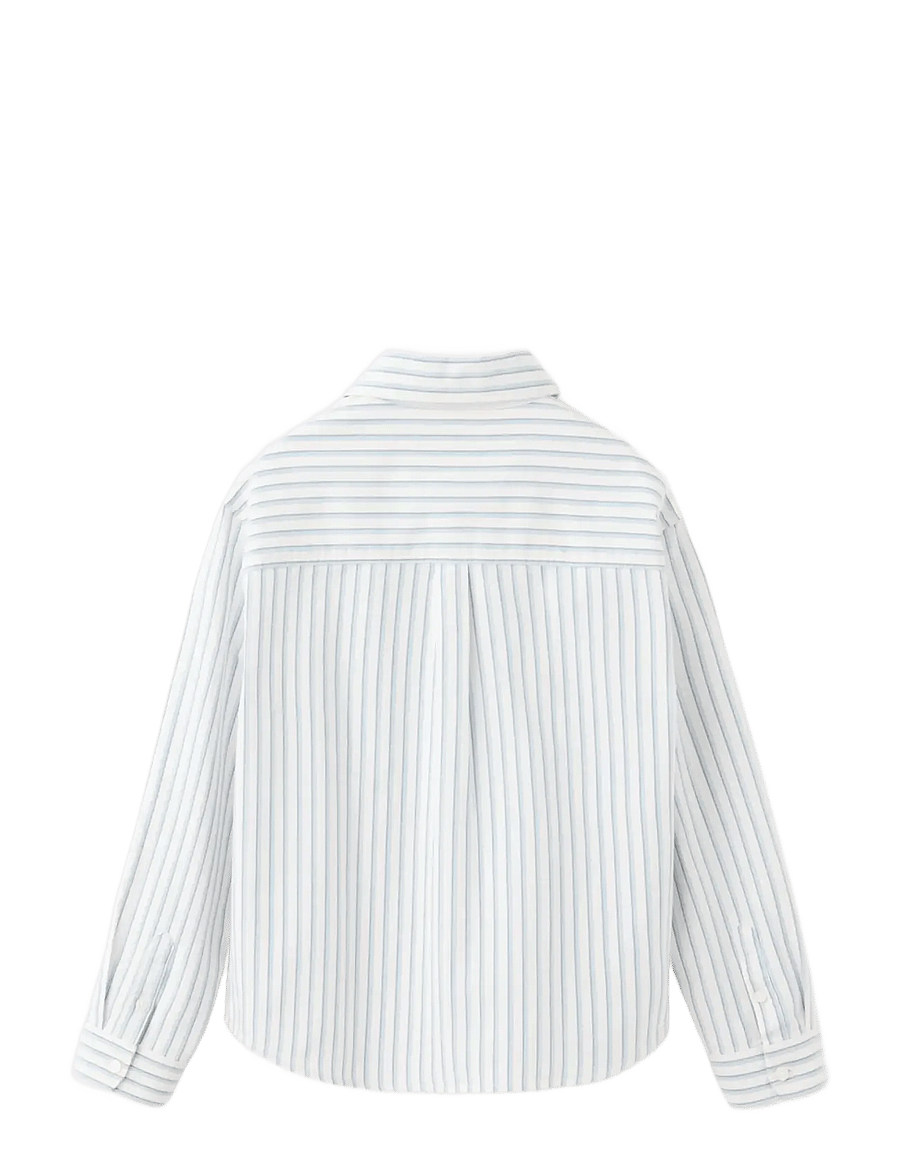Mango - 100% cotton shirt with combined stripes - langærmede skjorter - medium blue - 1