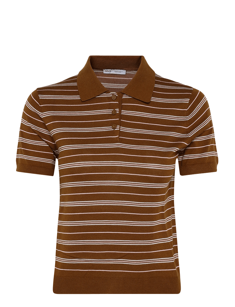 Mango - Knitted polo-neck sweater - striktrøjer - dark brown - 1