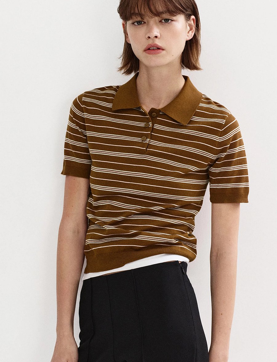 Mango - Knitted polo-neck sweater - striktrøjer - dark brown - 0