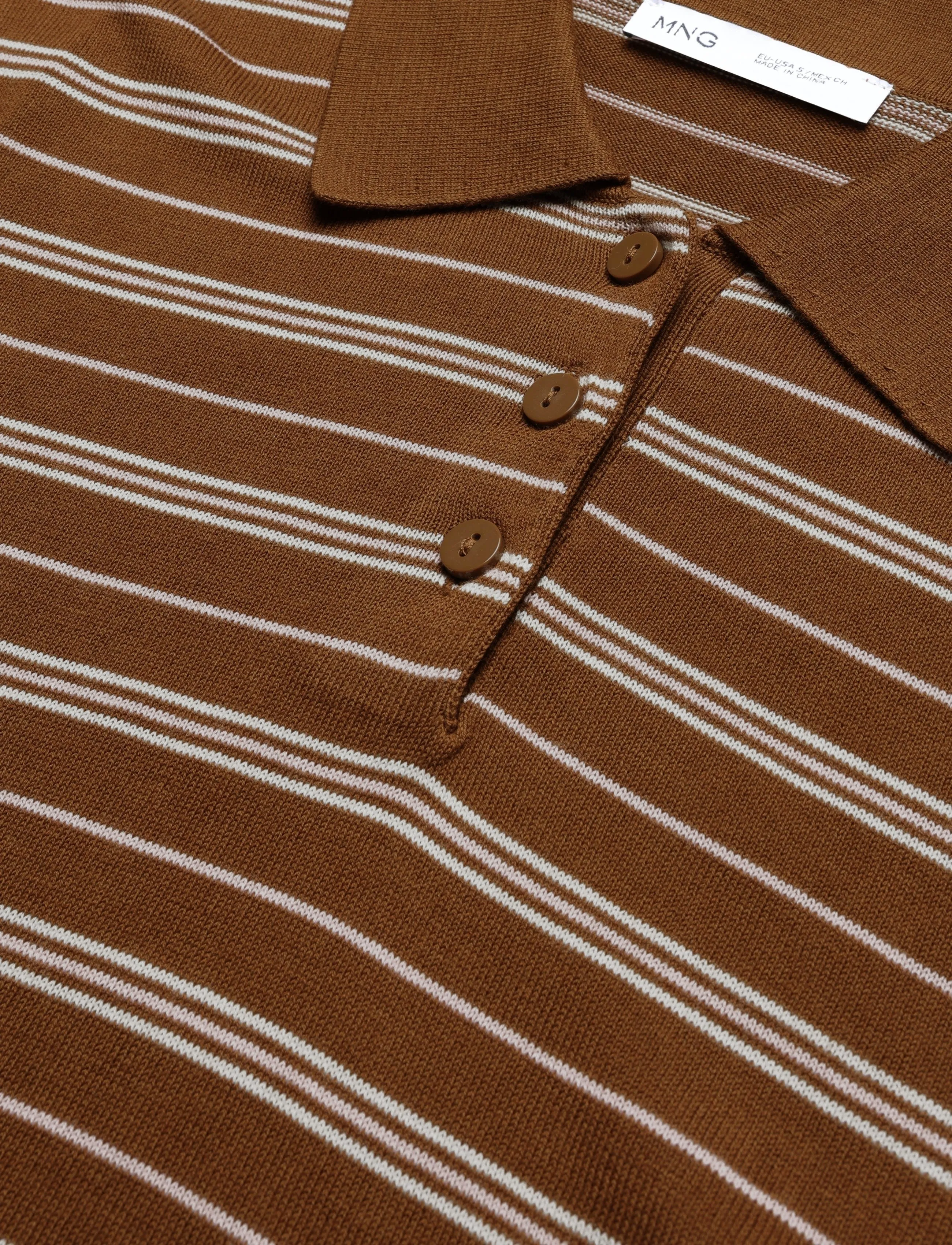 Mango - Knitted polo-neck sweater - striktrøjer - dark brown - 4
