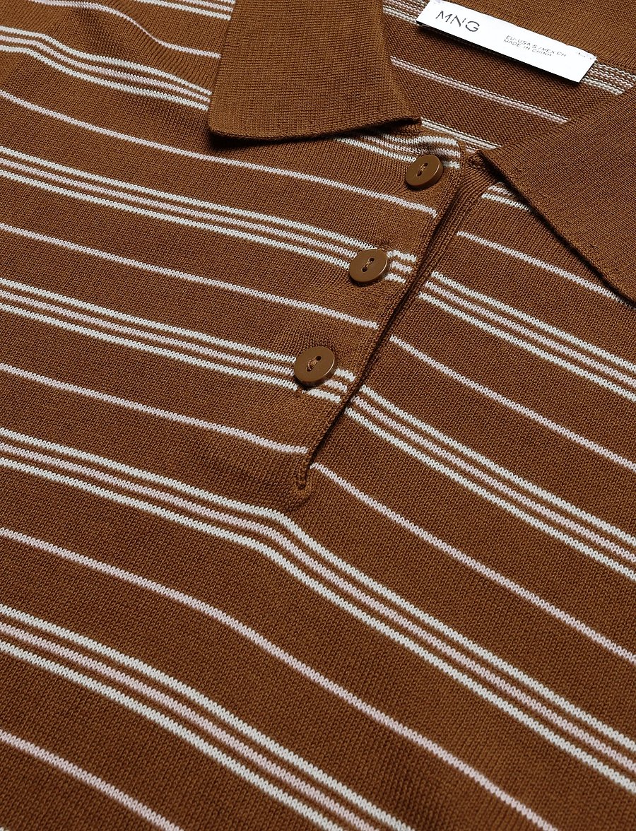 Mango - Knitted polo-neck sweater - striktrøjer - dark brown - 4