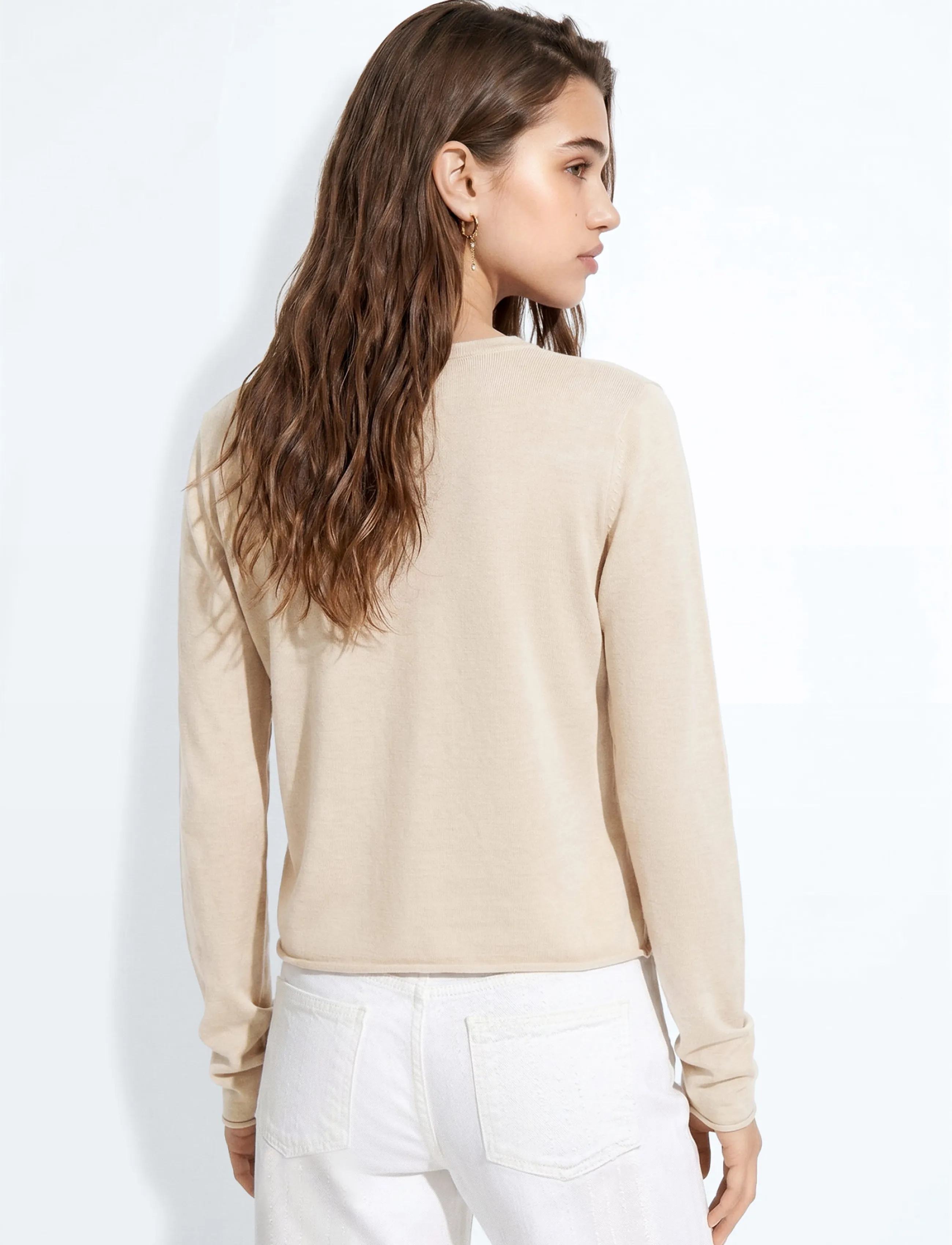 Mango - Knit cardigan with opening detail - lt pastel brown - 2