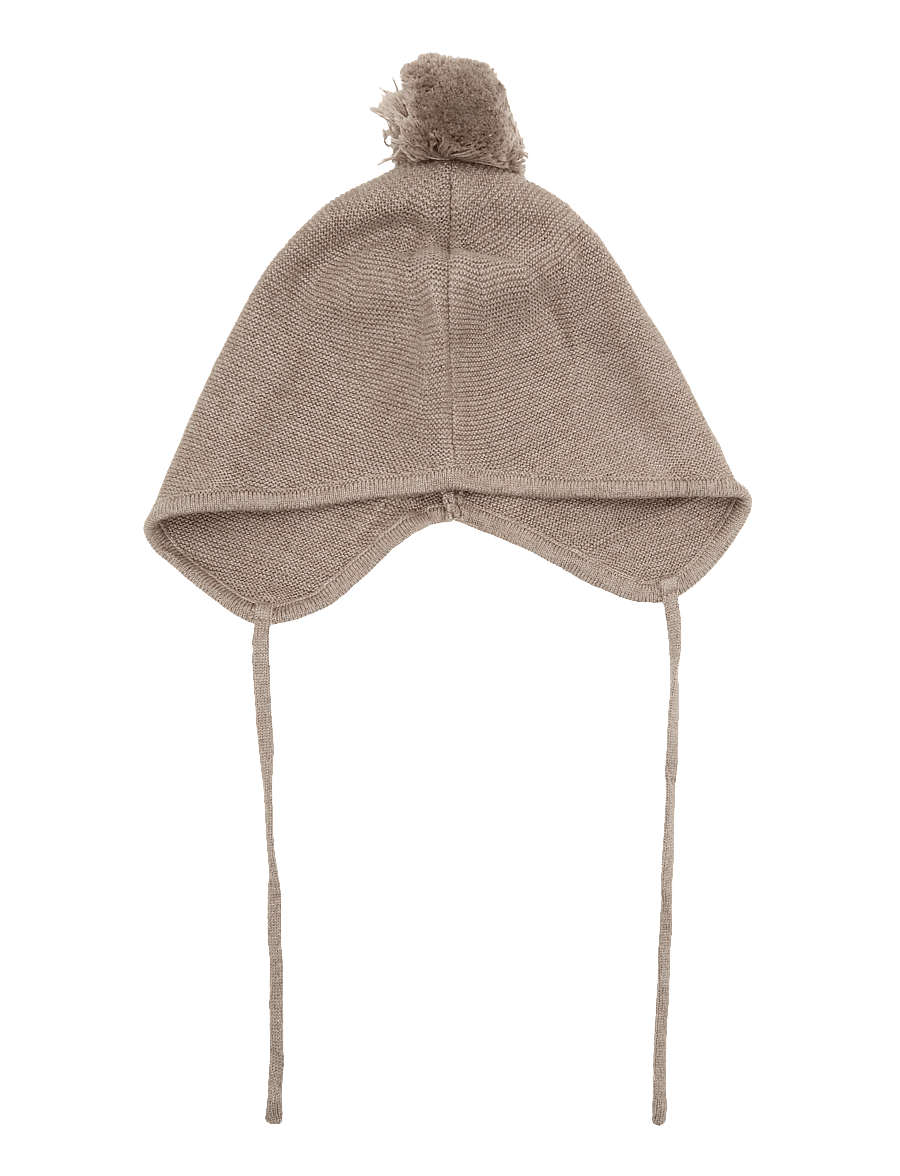 Mango - Knitted bonnet with pompom - babymössor - medium brown - 0