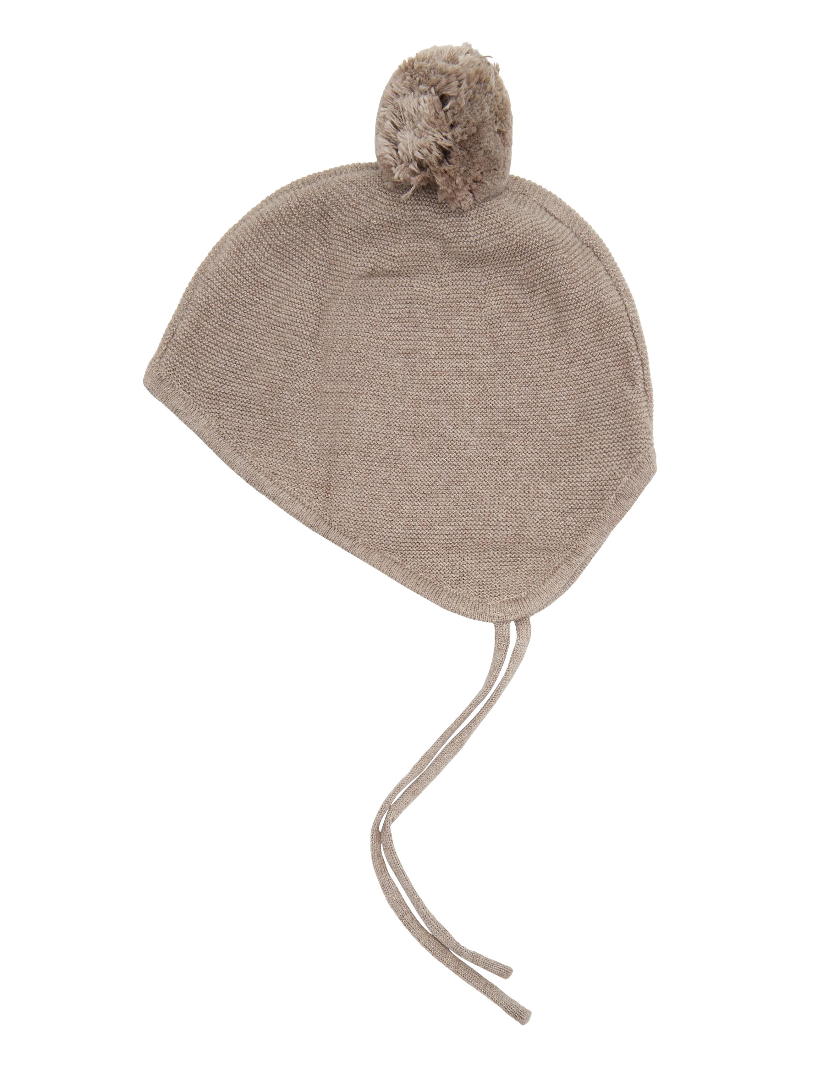 Mango - Knitted bonnet with pompom - babymössor - medium brown - 1