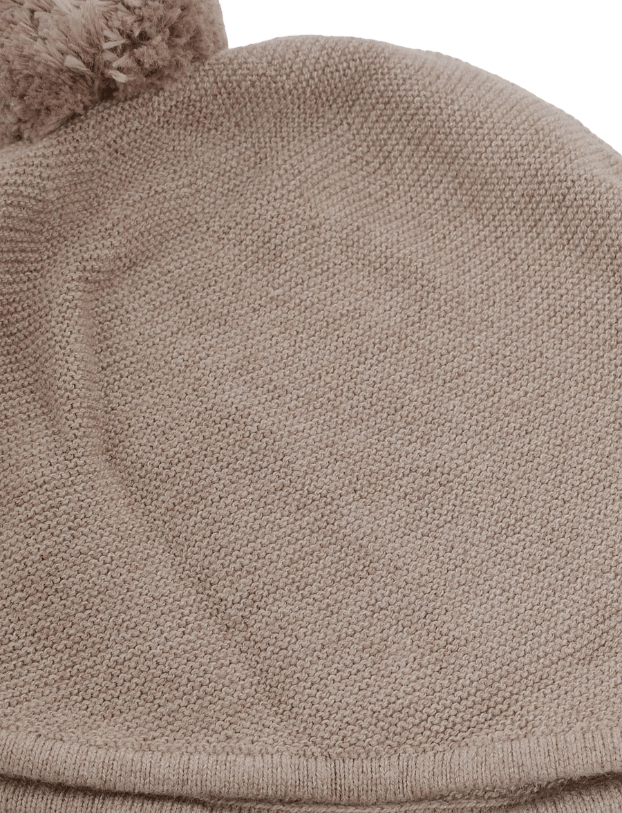 Mango - Knitted bonnet with pompom - babymössor - medium brown - 2