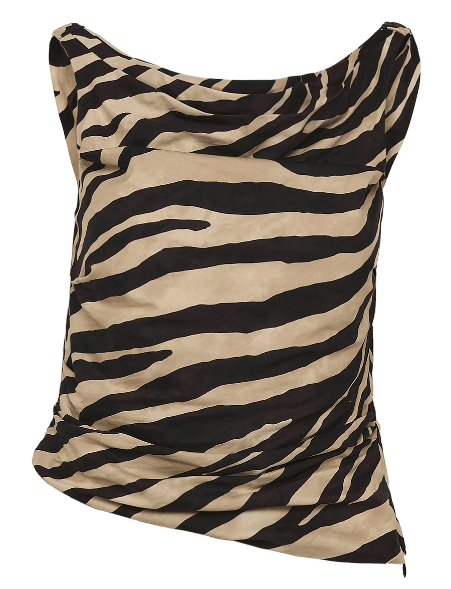 Mango - Asymmetric printed top - tanktops - black - 1