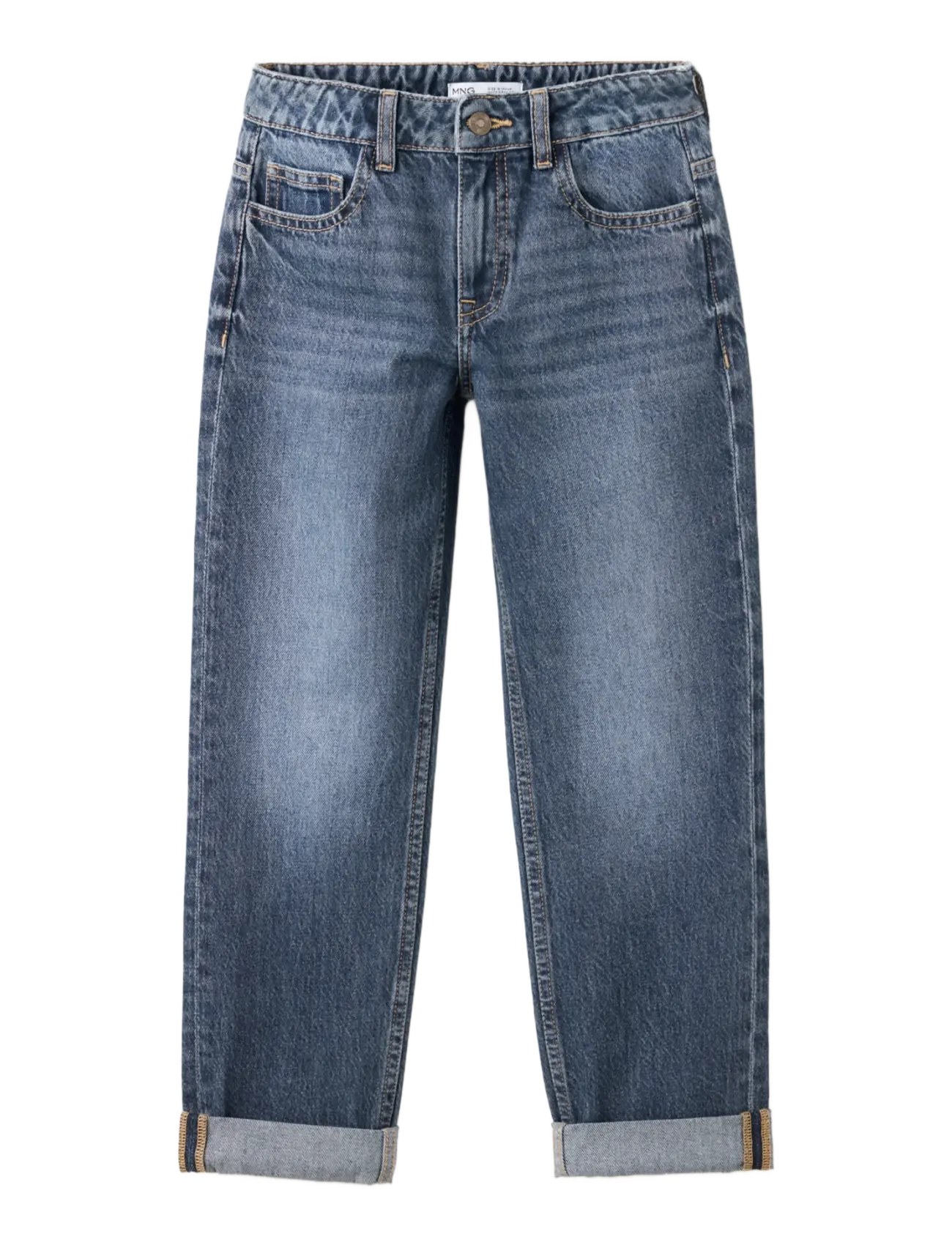 Mango Regular Fit Jeans With Rolled-Up Hem, 146, Jeans, Blau - Kinder