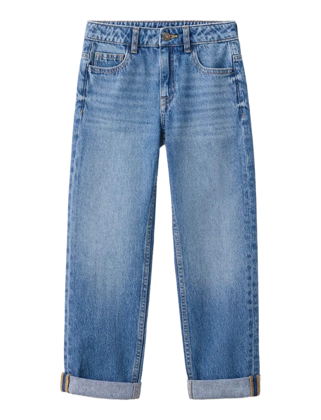 Mango Regular Fit Jeans With Rolled-Up Hem, 9, Jeans, Blau - Kinder