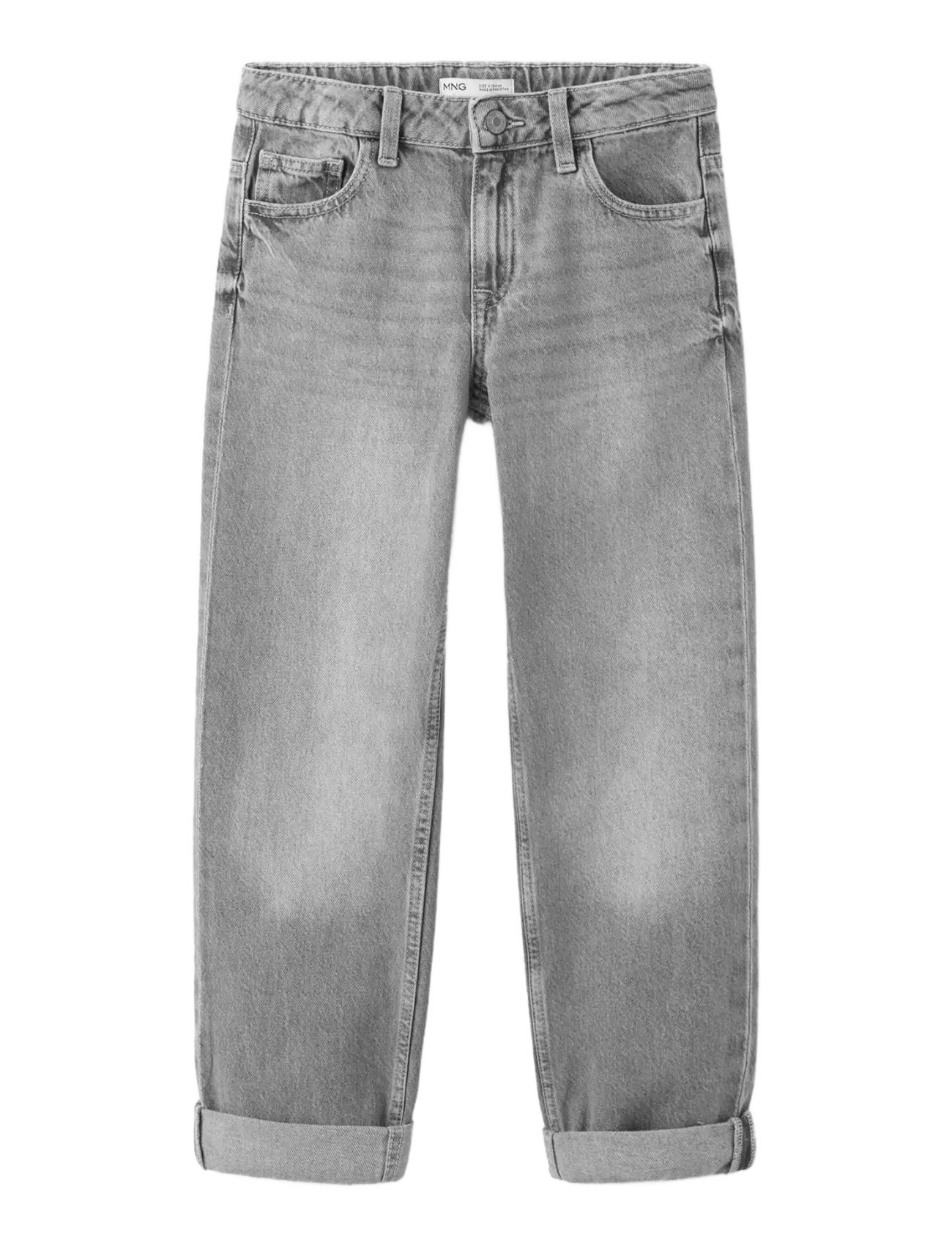 Mango Regular Fit Jeans With Rolled-Up Hem, 152, Jeans, Grau - Kinder
