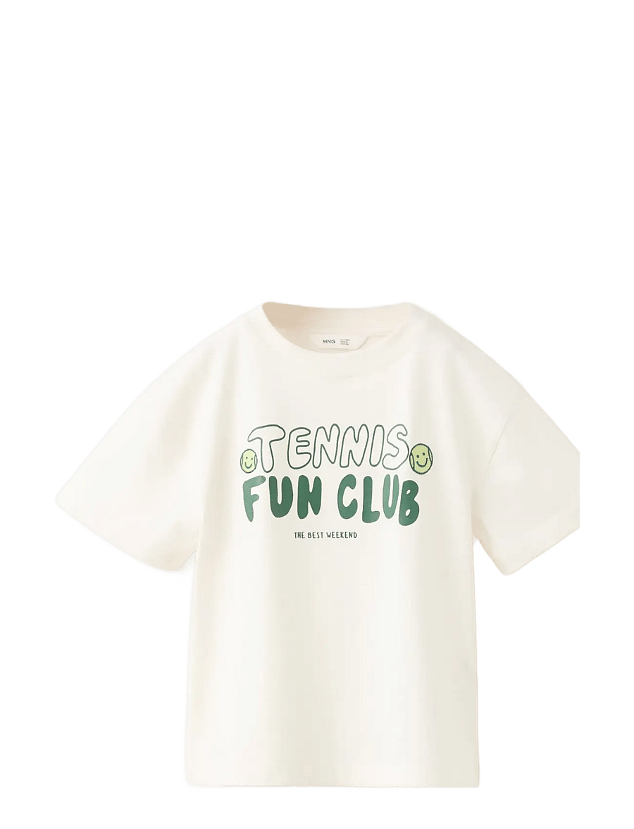 Mango - 100% cotton slogan T-shirt - sportstoppe - natural white - 0