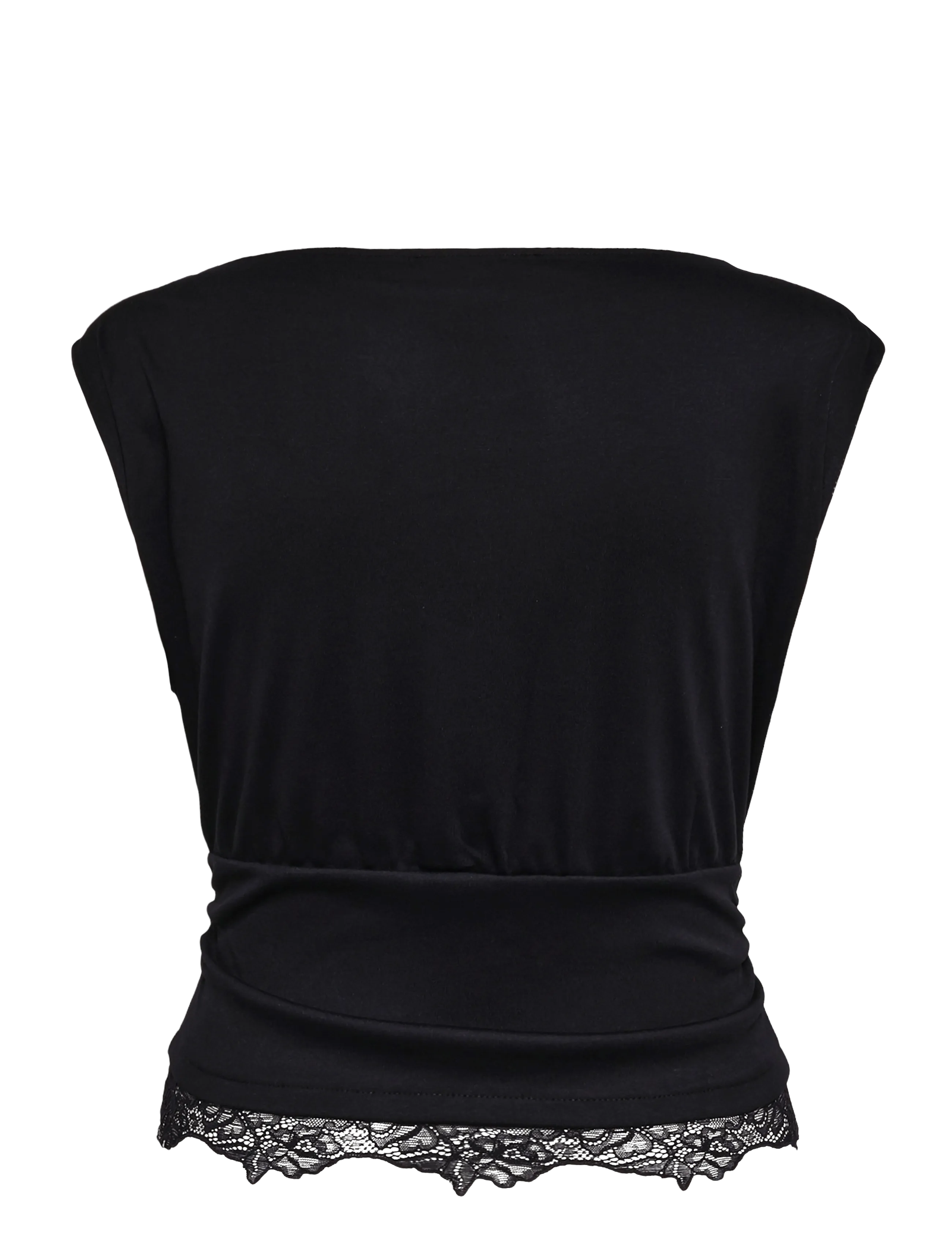 Mango - Ruched lace top - tanktops - black - 2