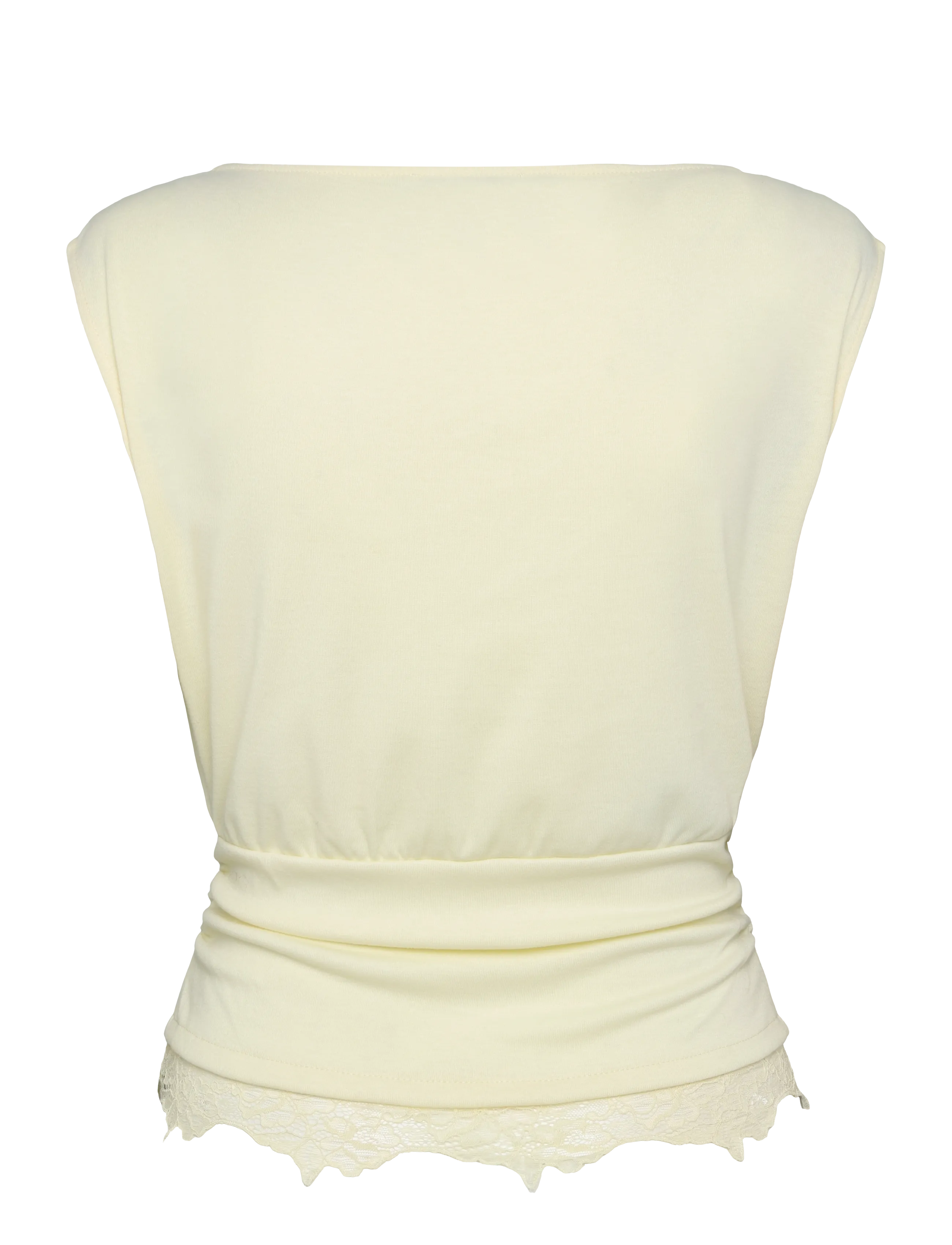 Mango - Ruched lace top - tanktops - light beige - 2