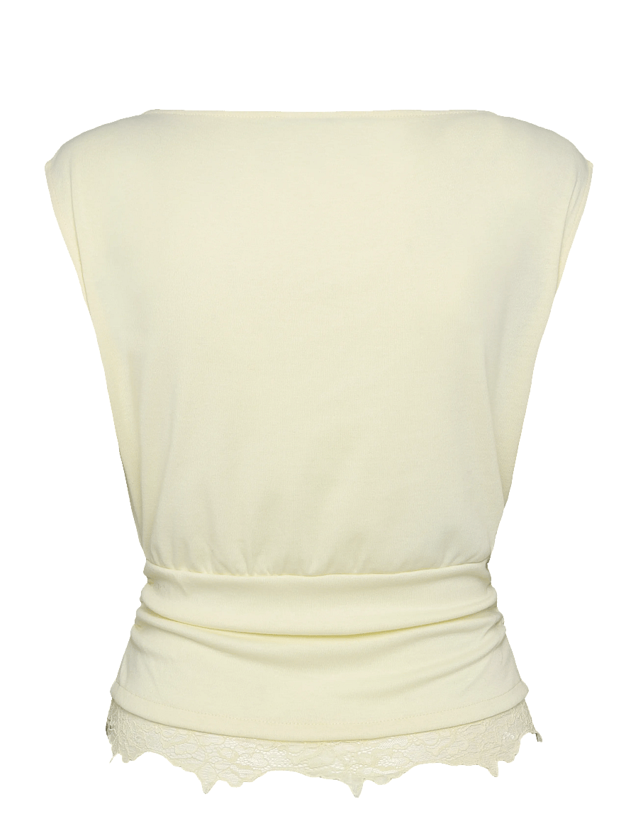 Mango - Ruched lace top - tanktops - light beige - 2