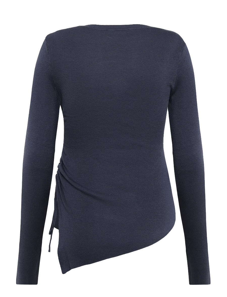 Mango - Ruched fine-knit sweater - striktrøjer - dark blue - 2