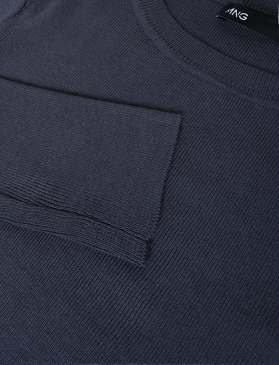 Mango - Ruched fine-knit sweater - striktrøjer - dark blue - 4