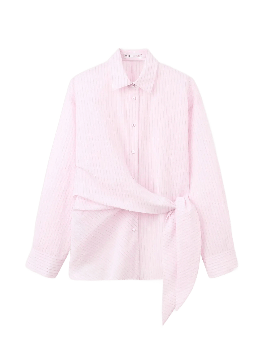 Mango - Striped blouse with bow detail - langærmede skjorter - pink - 1