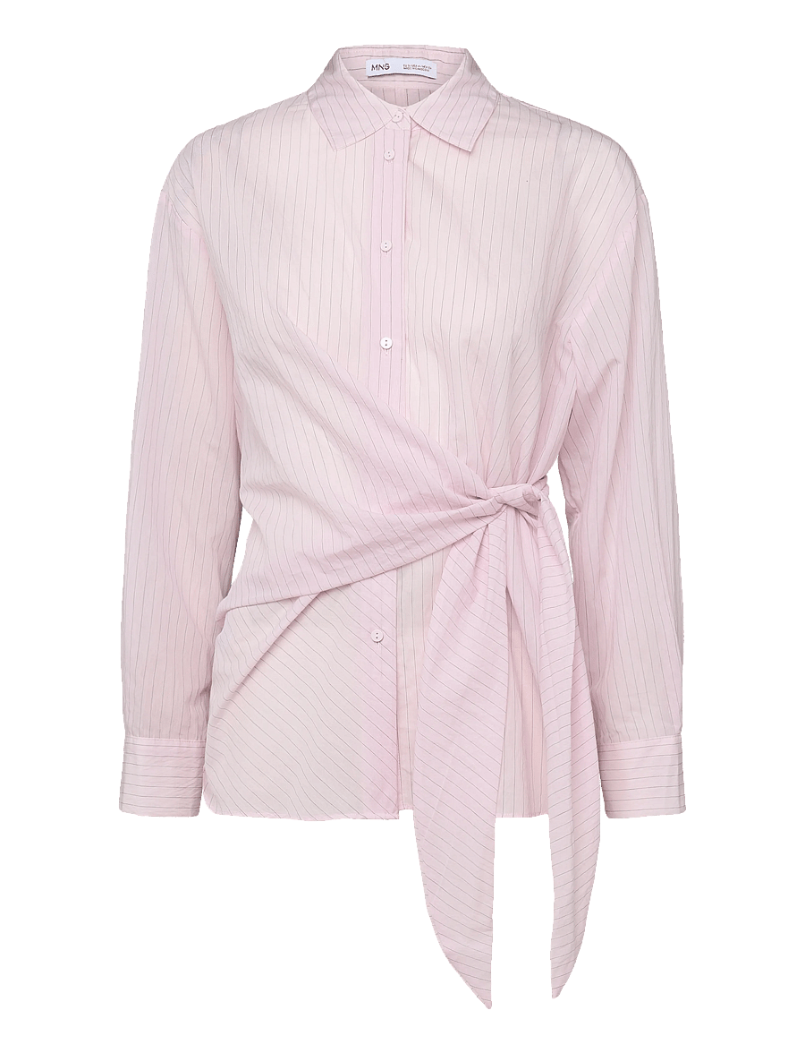 Mango - Striped blouse with bow detail - langærmede skjorter - pink - 1